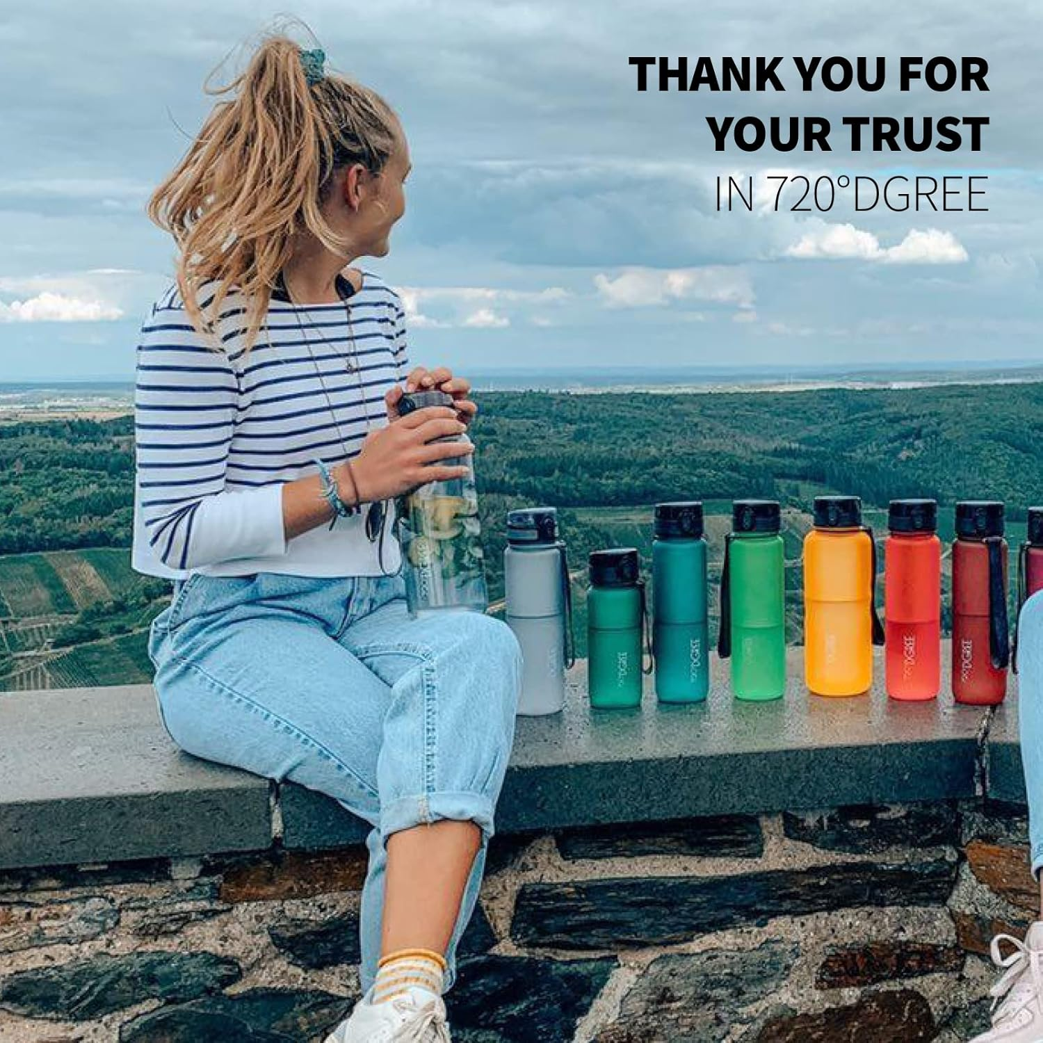 720&deg;DGREE Uberbottle 1.5 L Water Bottle + Fruit Sieve, Softtouch &ndash; Bpa-Free, Leak-Proof &ndash; XL Water Bottle &ndash; Ideal for Sports, Gym, Hiking, Camping, University, Yoga, Work image number 3