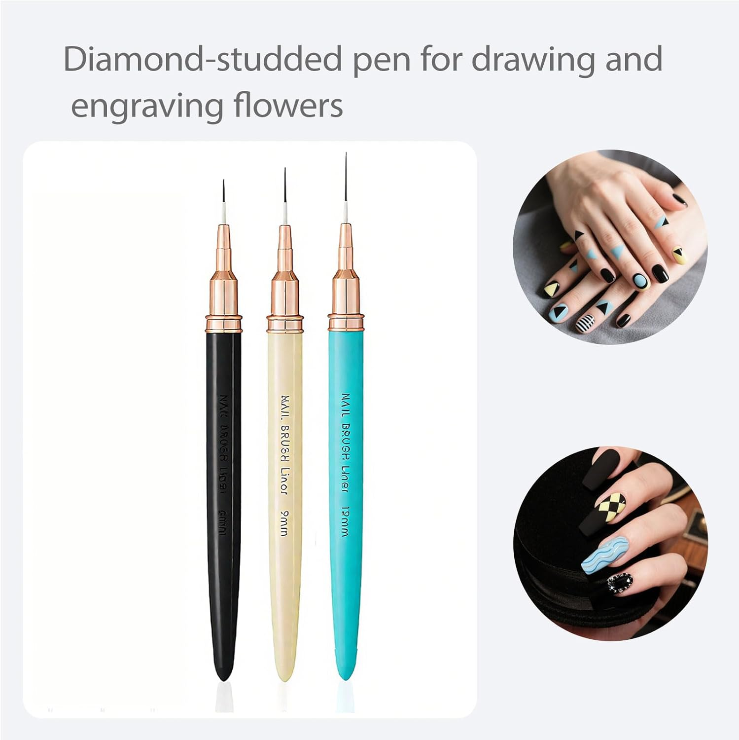 8 Pcs Nail Art Brushes，Nail Art Brushes，Nail Art Tools，Suitable for Salon and Home Diy Nail Art image number 4