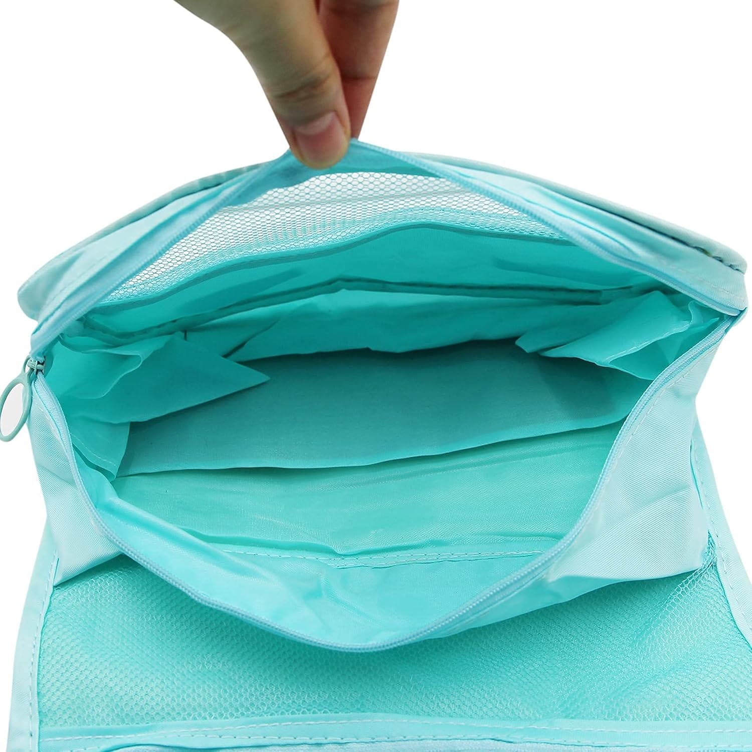 DDPOND Toiletry Bag, Large Cosmetic Makeup Travel Organizer Cosmetic Bag, Waterproof Shower Bag with Hanging Hook, Lake Blue image number 2