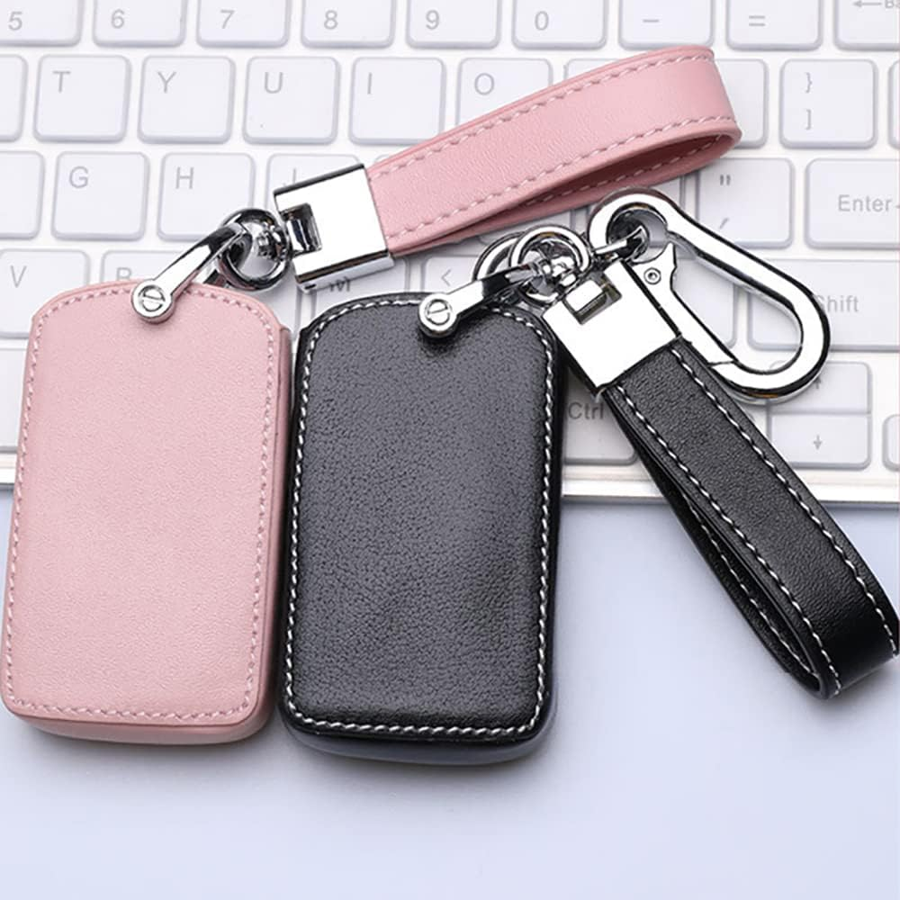 Ontto Leather Car Key Fob Cover Fit for Mazda 3, Alexa Keyring for Mazda 3, CX-30, CX-5, CX-9, 3 Sedan 2019 2020 Accessories Key Case Key Holder Keychain Protector 3 Buttons Pink image number 1