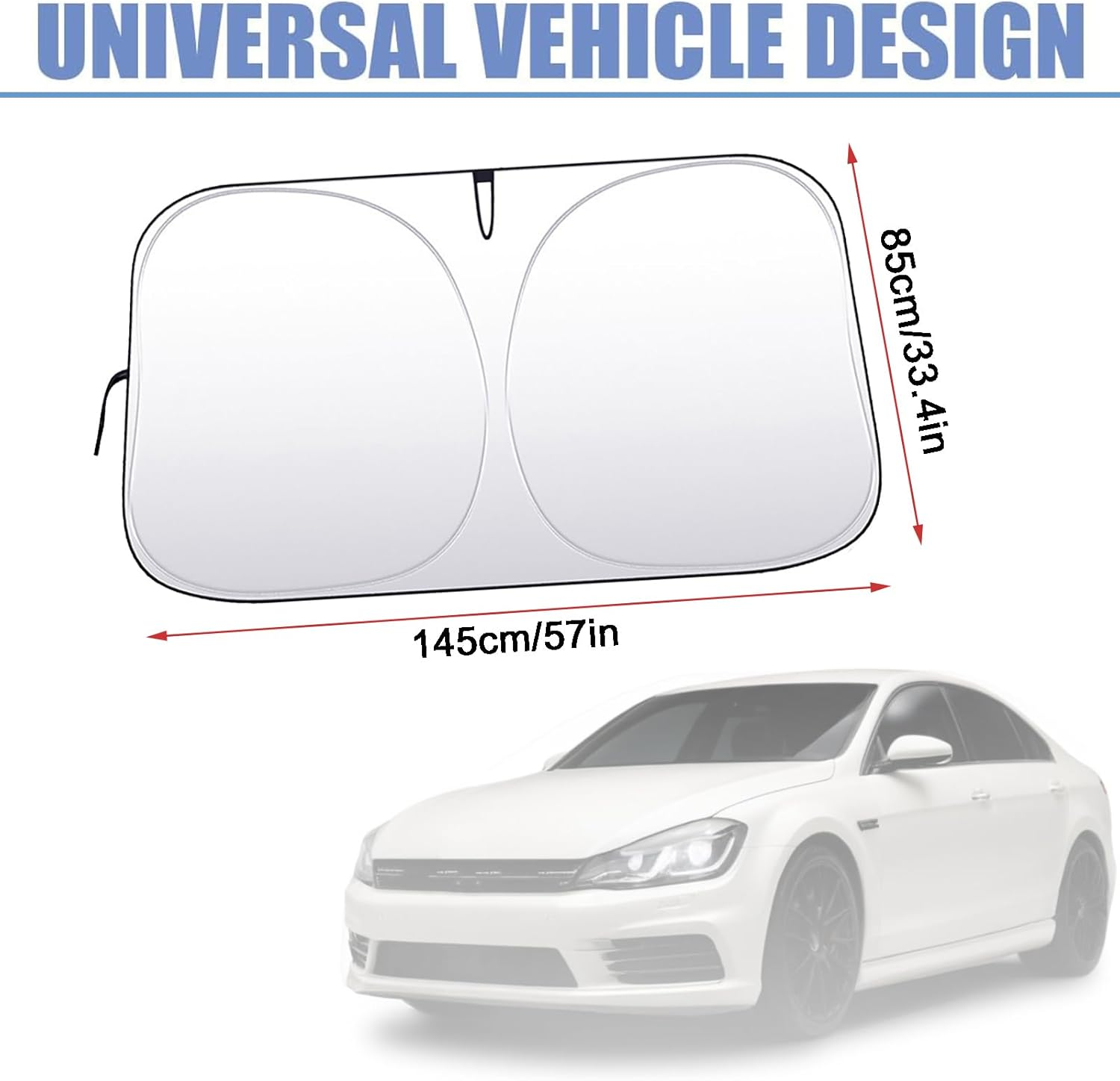 Automotive Windshield Sun Shade with Storage Bag - Keep Car Interior Cool | Universal Fit for Cars, Trucks, Suvs | 57 X 33.4 Inches