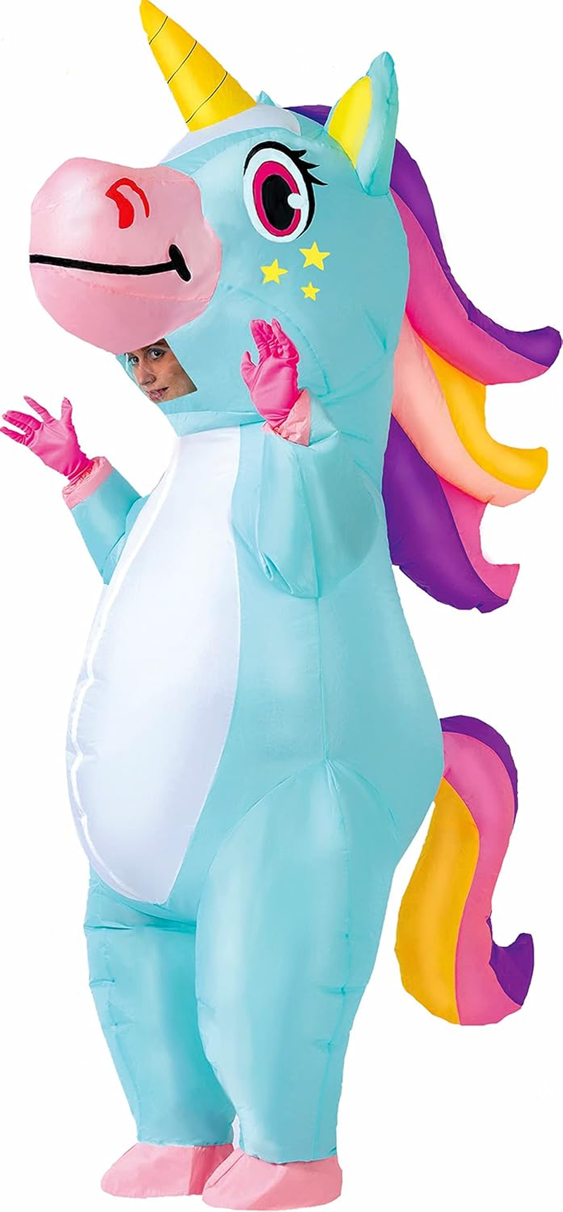 Spooktacular Creations Inflatable Costume Adult, Full Body Riding a Unicorn Blow up Costume for Halloween Inflatables Party