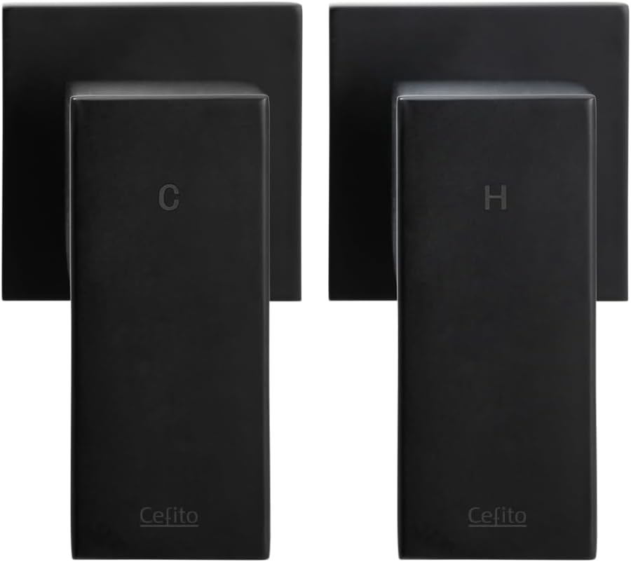 Cefito Shower Tap, 6 X 7 X 8.5Cm Mixer Showers Faucet Head Showerhead Tap Bath Accessories Bathroom Toilet Set Kitchen Fixtures Wall, for Hot and Cold Solid Brass Body Black image number 3