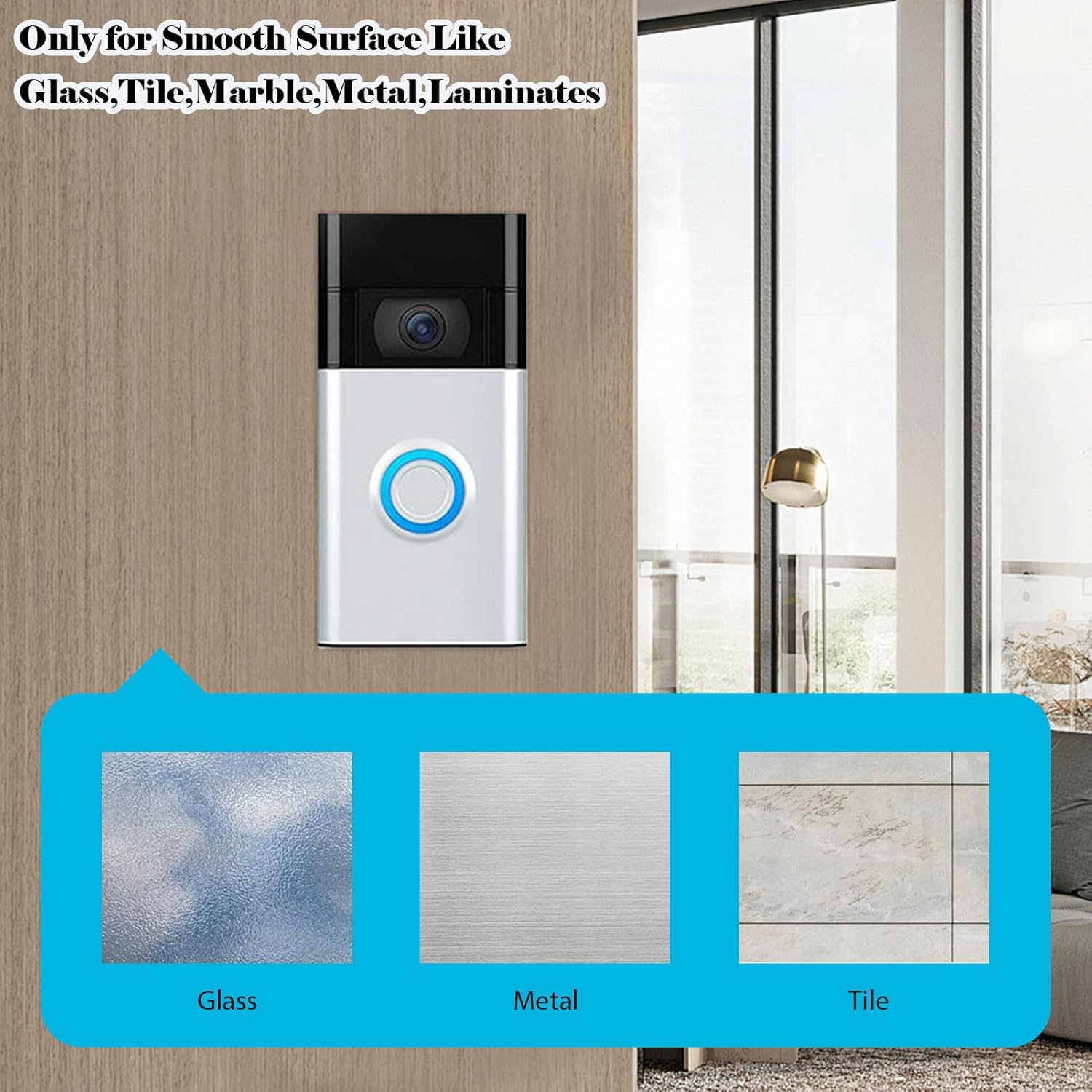 No-Drill Adhesive Holder for Ring Doorbell Mount, 1 Pcs Holder Bracket for Ring Camera Video Doorbell(2Nd Generation - 2020 Release), Bracket Accessories for Apartments Office Houses image number 2