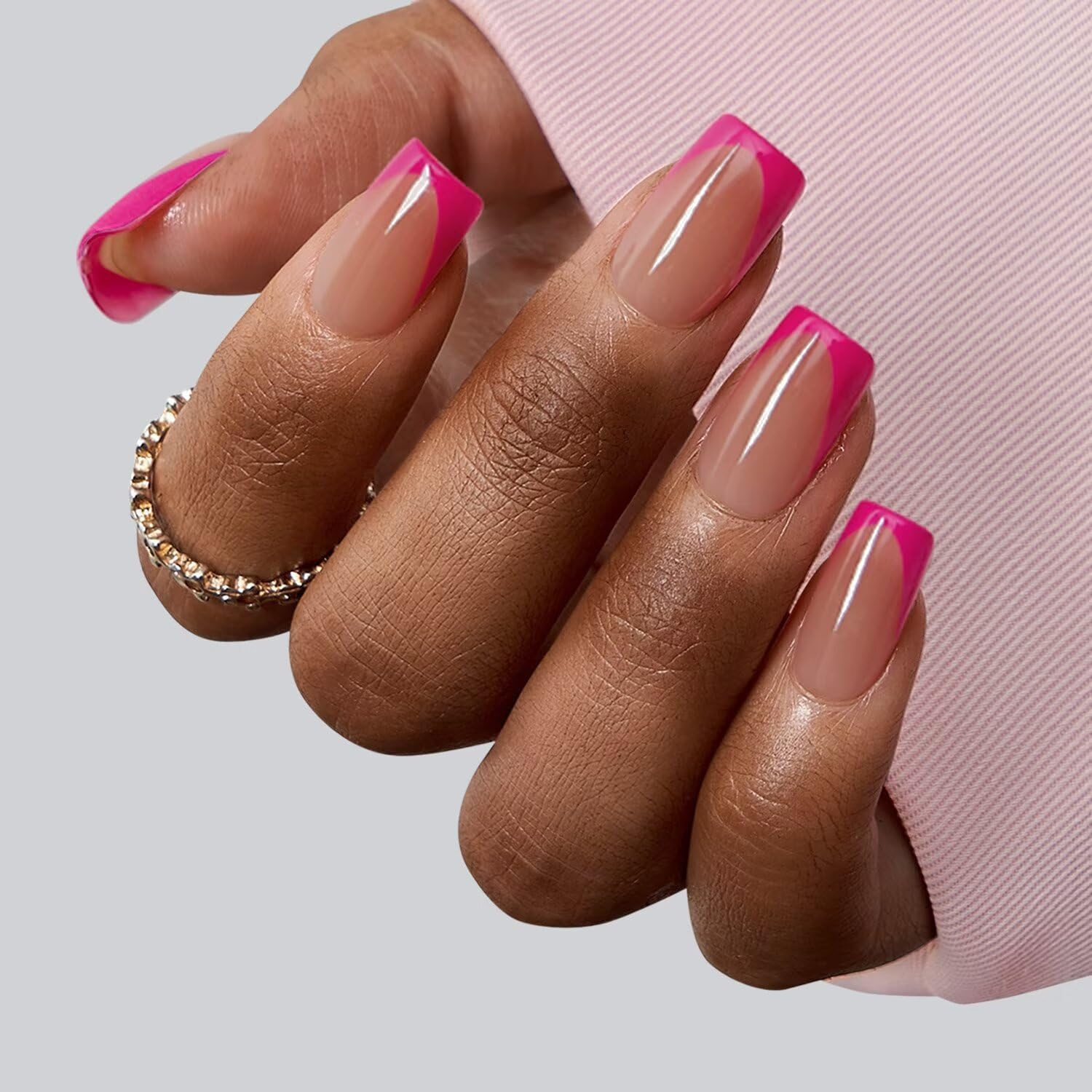 Btartboxnails XCOATTIPS Press on Nails Short - 5 Pink Shades & 160PCS Square French Tip Nails, Soak off Soft Gel Nail Tips Salon Quality Gel Nail Extensions in 16 Sizes image number 3