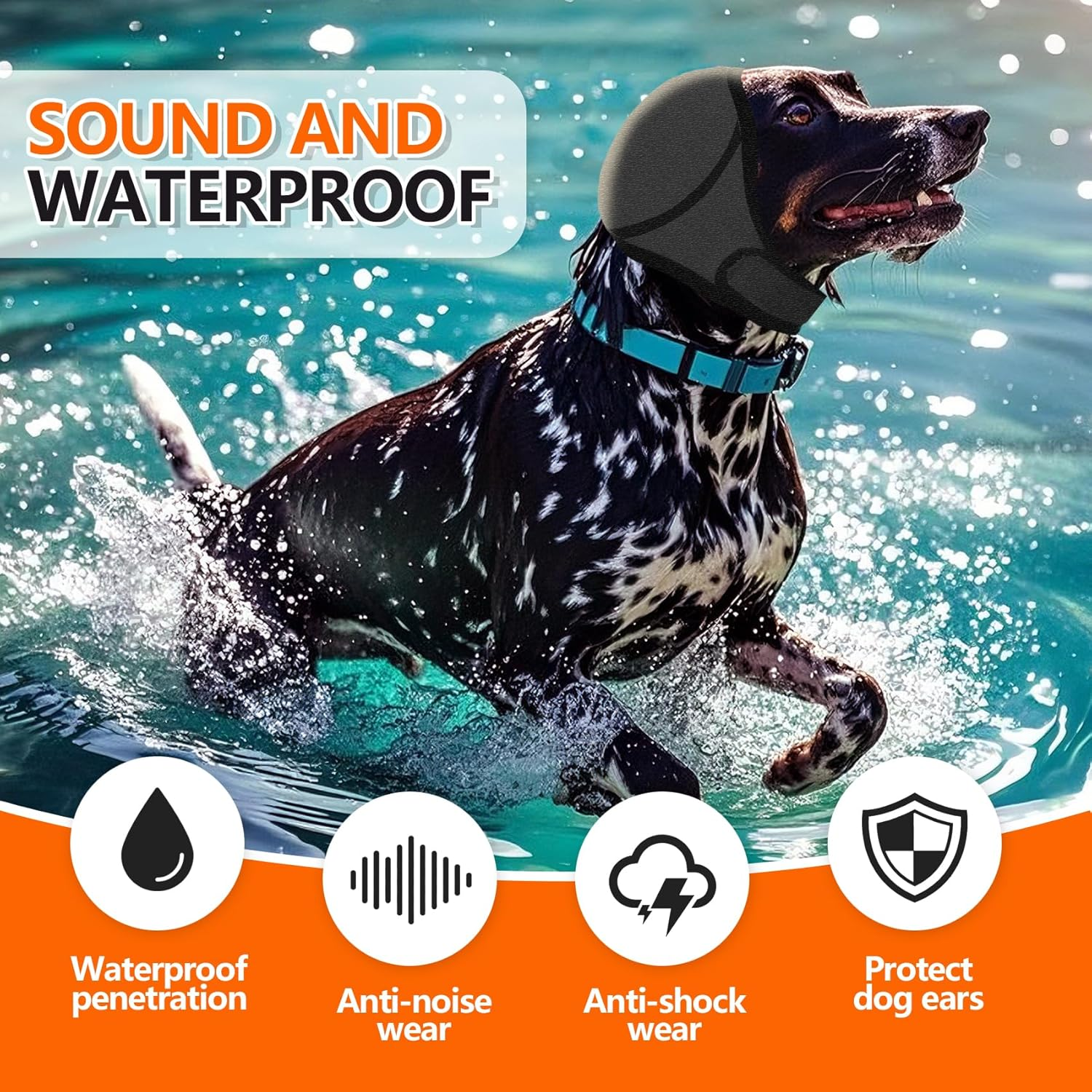 Velmoriah Dog Calming Hoodie, Anxiety Relief Quiet Dog Ear Covers, Water Resistant No Shake Pet Ear Wraps for Firework, Grooming, Thunderstorms, Swimming, Bathing (Gray, S) image number 4