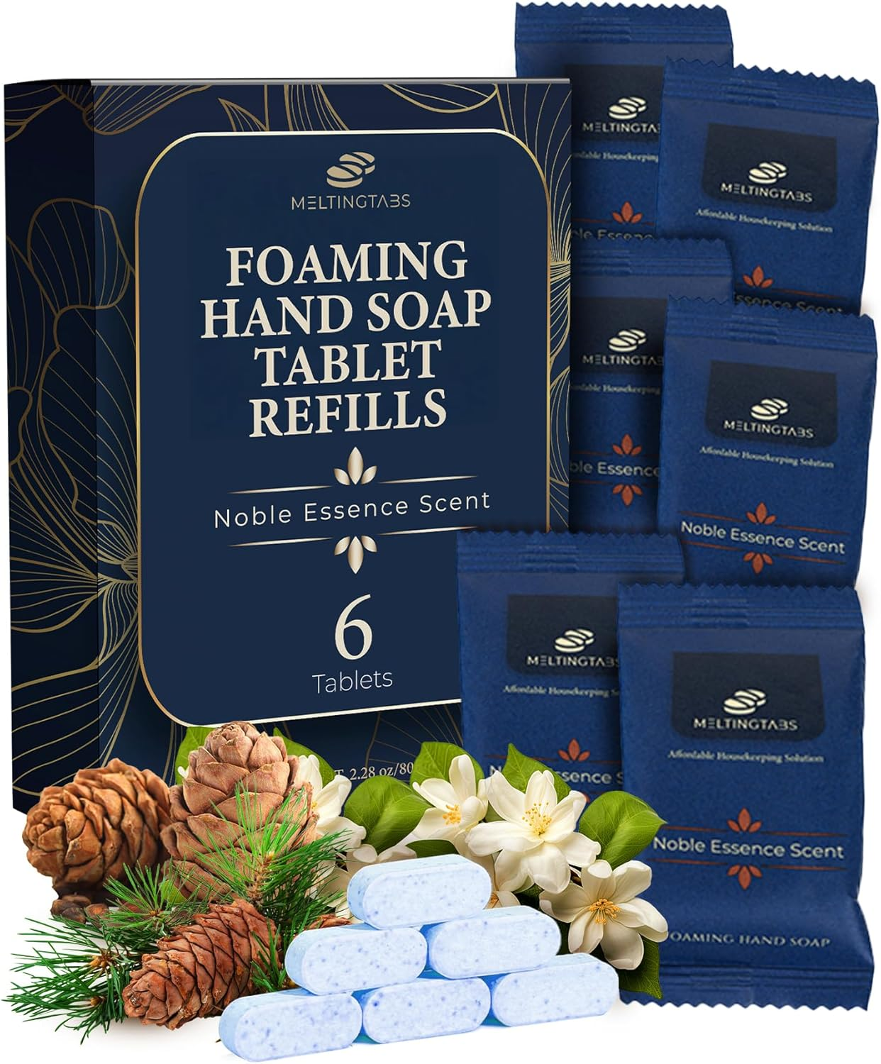 MELTINGTABS Foaming Hand Soap Tablets Refill &ndash; Noble Essence Scent, 6-Pack Concentrated Tablets for Foaming Soap image number 4