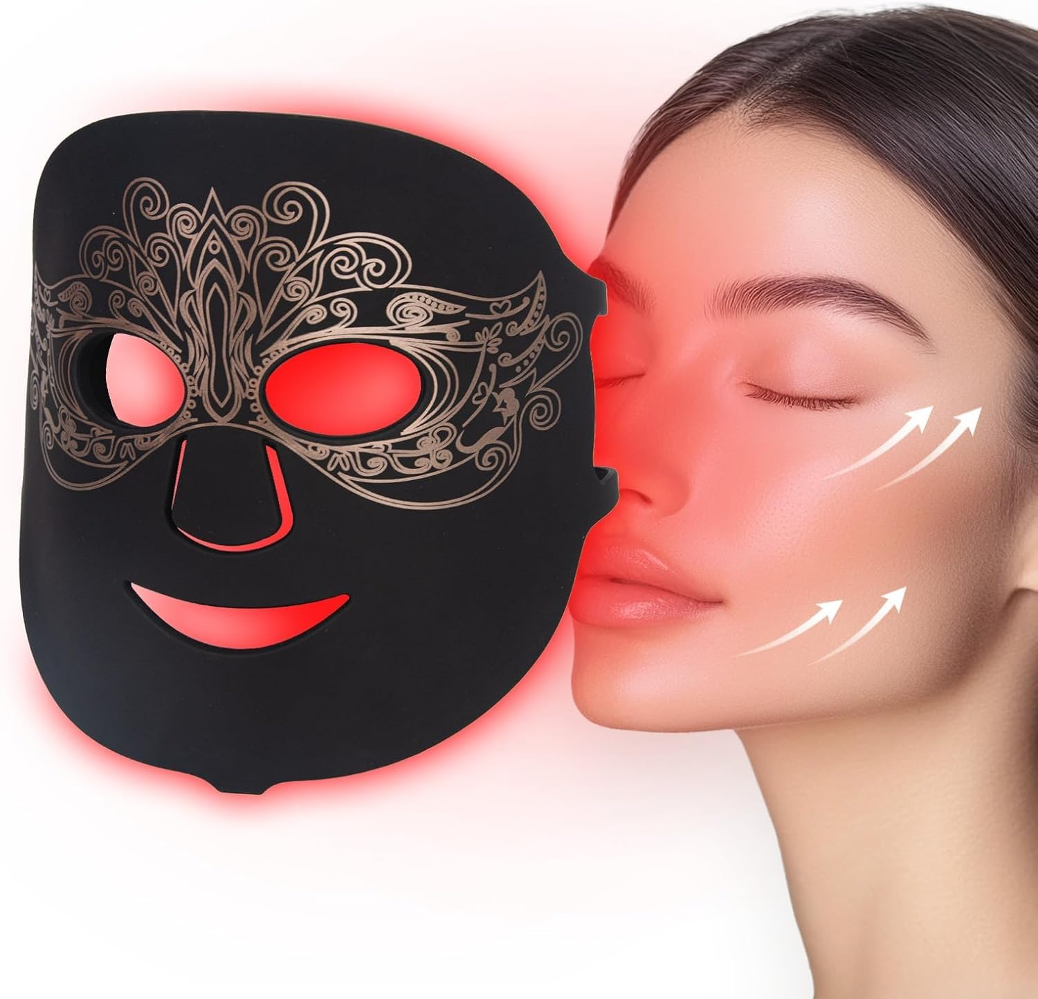 LED Therapy Mask for Face, 4 Wavelength Color LED Face Mask, Portable Infrared Red Light Facial Mask with Remote and Timing for Skin Care at Home Travel, Gift Box Package, Black image number 4