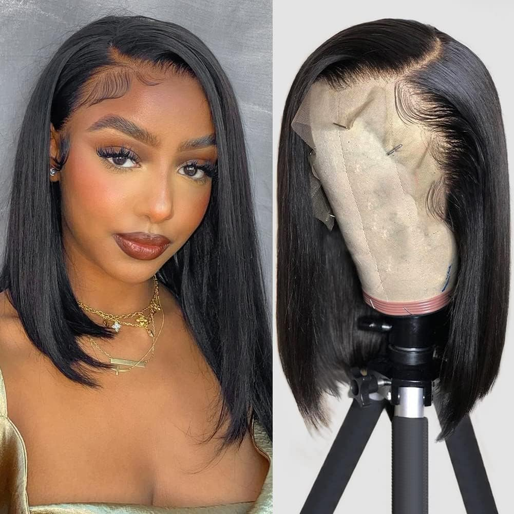 HUIWANYAN Hihmarm Purple Bob Wig Human Hair Glueless Pre Plucked 13X4 HD Lace Front Wig 180% Density Short Bob Wig for Black Women 16 Inch
