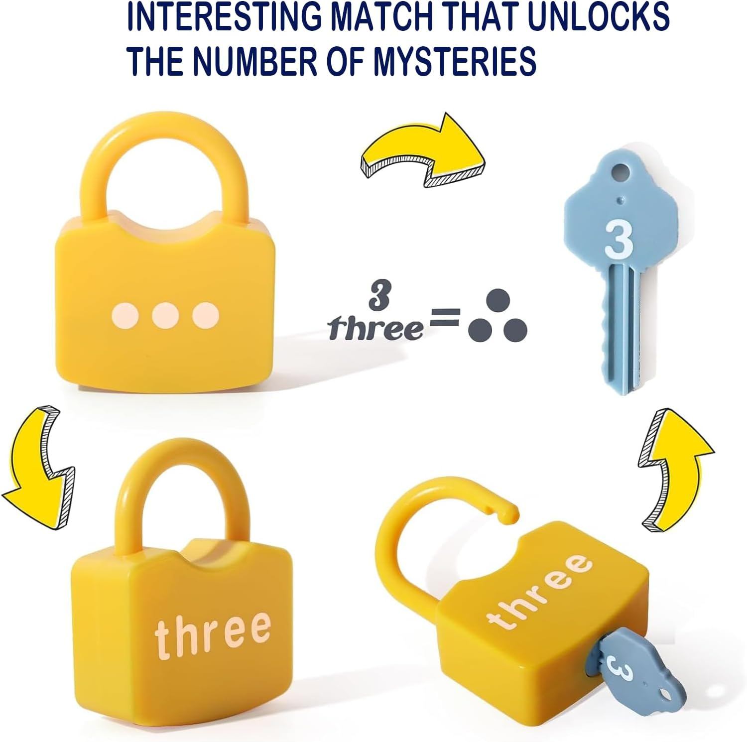20PCS Kids Learning Locks with Keys Numbers Matching & Counting Montessori Educational Toys for Ages 3 Yrs+ Boys and Girls Preschool Games Gifts image number 6