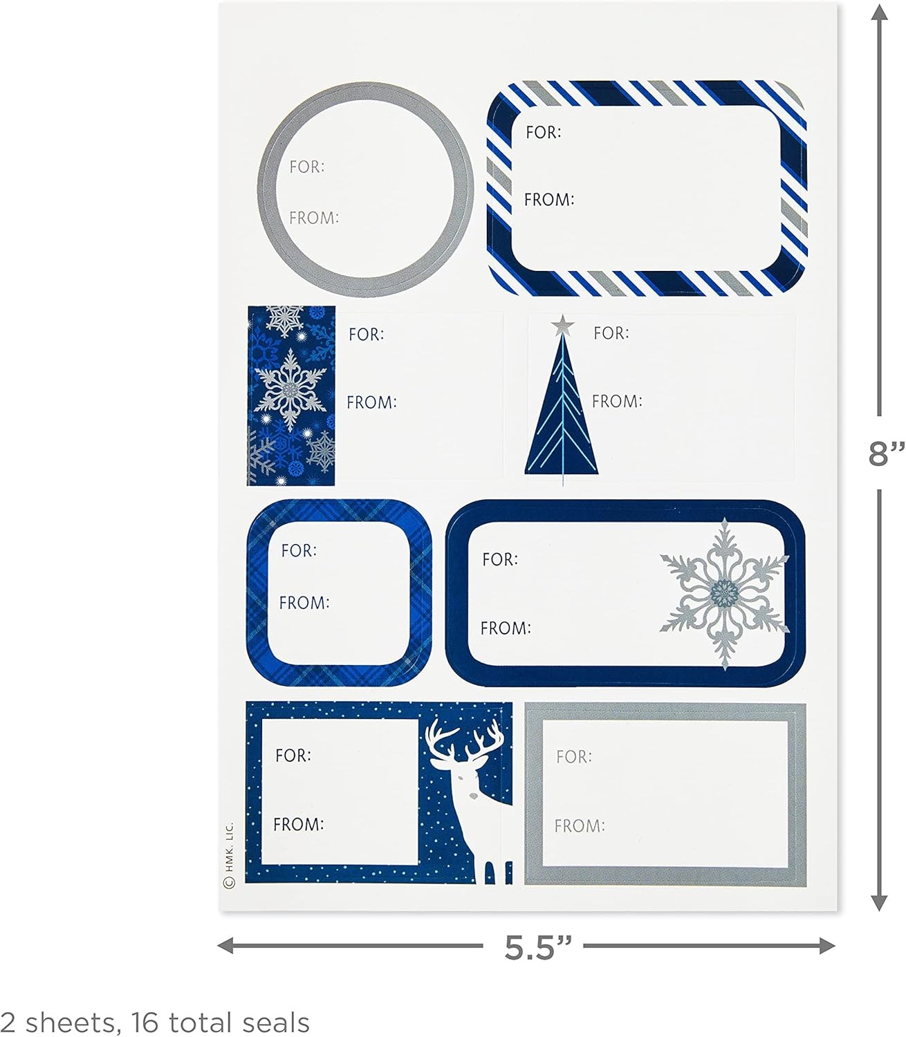 Hallmark Christmas Flat Wrapping Paper Sheets with Gift Tag Seals - Snowflakes, Deer, Tartan Plaid Gift Wrap Paper (12 Sheets, 16 Gift Tag Stickers) for Holiday Parties, Hanukkah, Winter Weddings image number 4