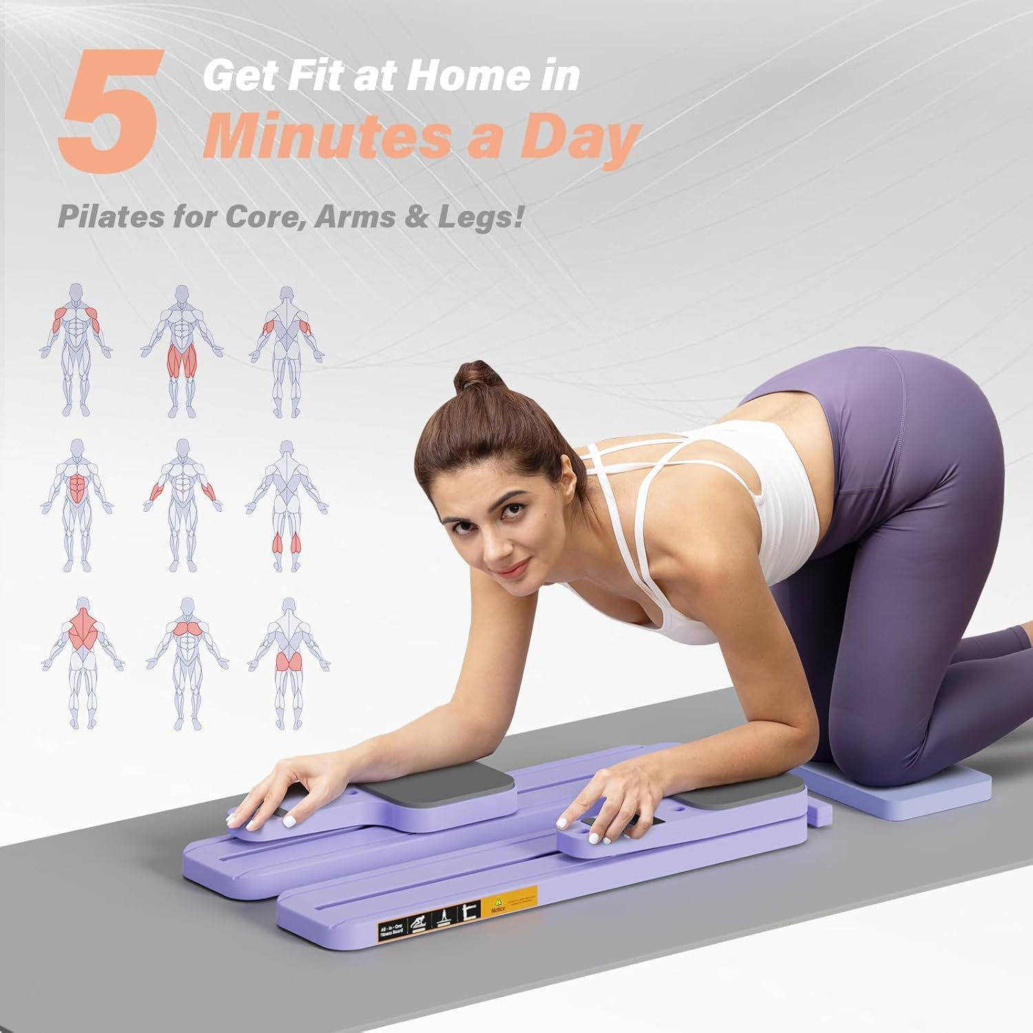 Upgraded Pilates Reformer Machine - 6-In-1 Fitness Board & Pilates Equipment Set with Ab Workout Equipment,Multifunctional Push-Up Board,Resistance Bands, Balance Board & Timer for Full Body Workout image number 1