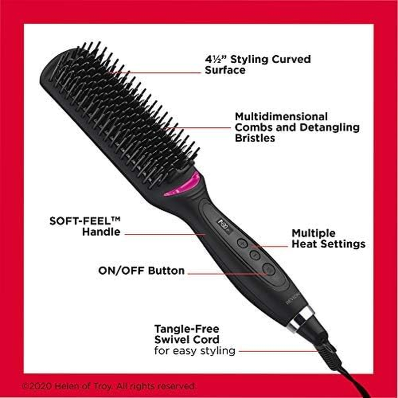 REVLON Salon One-Step Straight and Shine Heated Brush for Visibly Shinier, Smoother Hair | Hair Straightener That Revives Second Day Hair with an Ion Generator That Helps Reduce Frizz image number 3