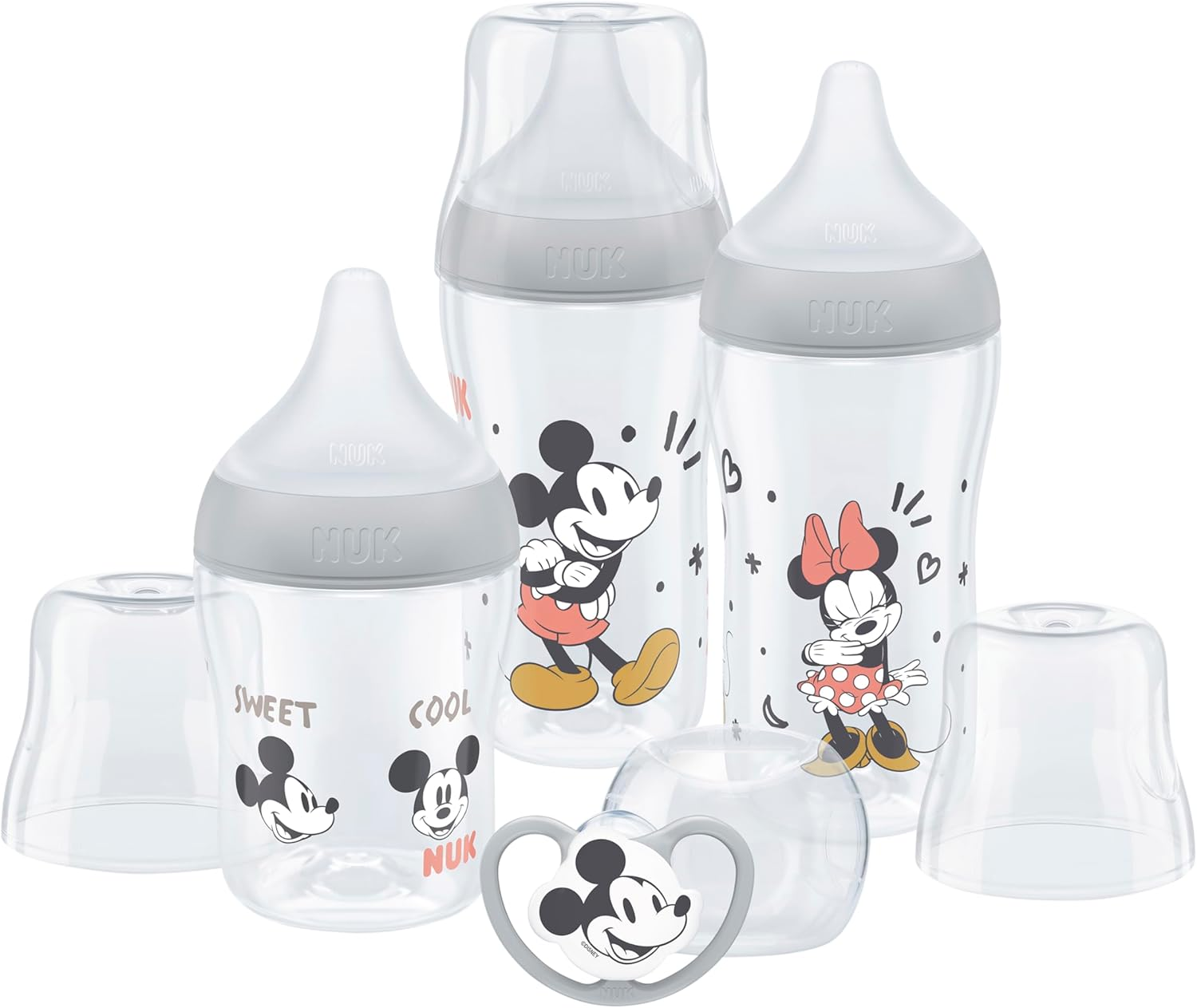 NUK Perfect Match Baby Bottles Set | 0-6+ Months | Adapts to Baby'S Palate | 3 X anti Colic Baby Bottles & Space Soother | Bpa-Free | Disney Mickey Mouse | 4 Count image number 4