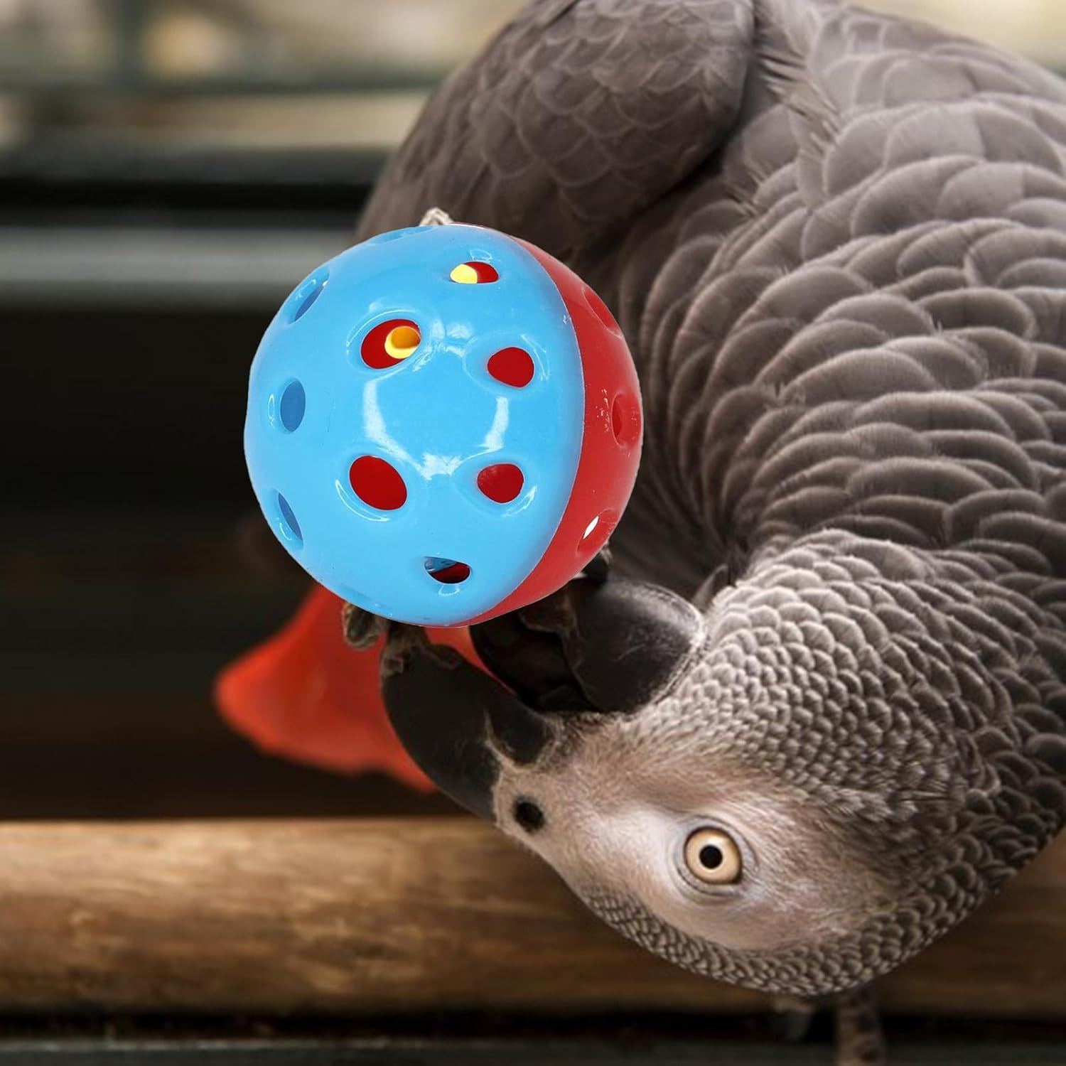 Toys for Birds - Bird Biting Balls | Multifunctional Colorful Chewing Ball with Small Holes and Bell for Budgies, Parakeets, Parrots