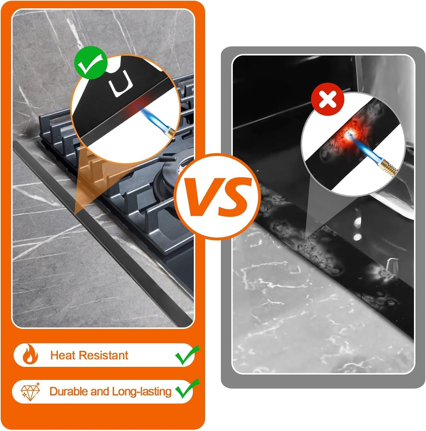 2PCS Stove Gap Covers, Steel Stove Gap Fillers Retractable, Stove Gap Guard, Stove Counter Gap Cover, Stove Side Gap Covers, Retractable Length 13.8 to 27.5In for Kitchens Stoves image number 1