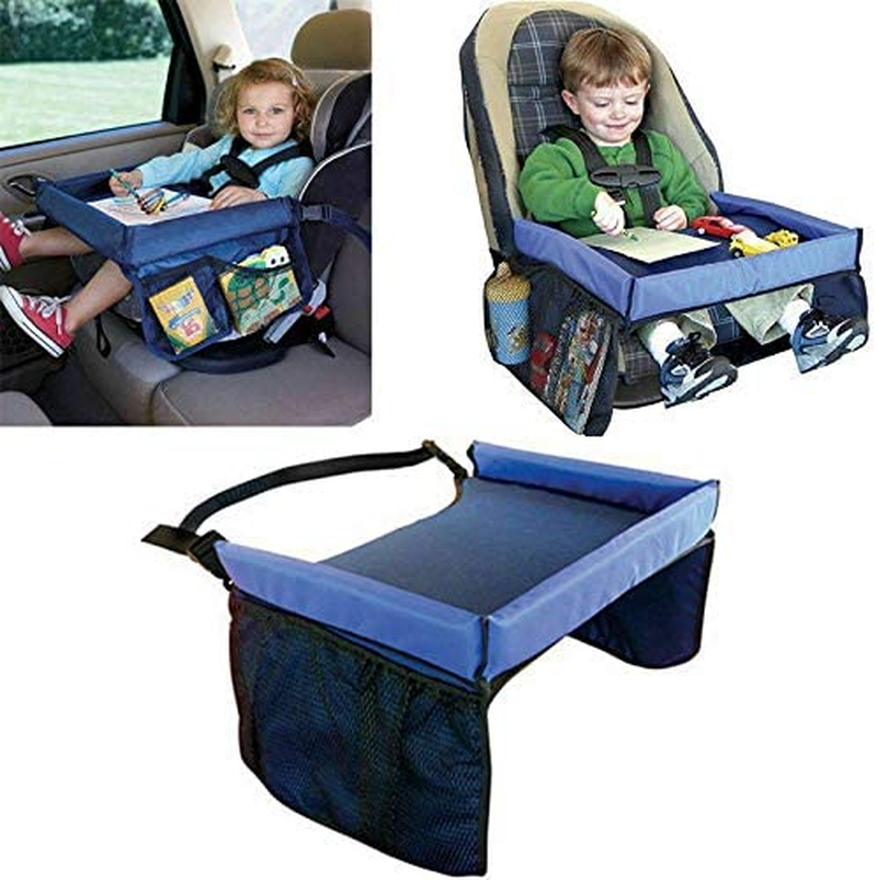 Portable Kids Car Play Tray and Travel Tray Activity Reading Drawing Board Table with Mesh Pockets, Cup Holder & Reinforced Drawing Board Table image number 4