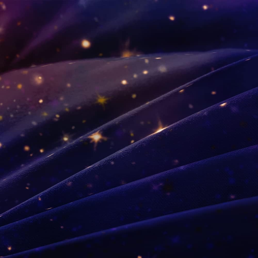 Holiyjog Galaxy Duvet Cover Space Bedding Set Full Size for Teen Kids, for Boys and Girls Purple Bed Set Printed with 1 Comforter Cover and 2 Pillowcases image number 2