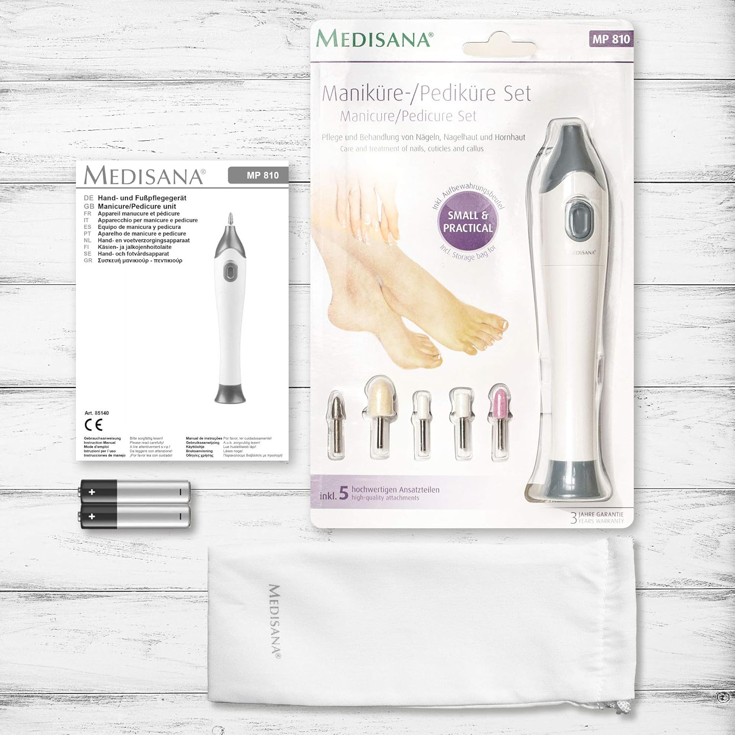 Medisana MP 810 Electric Manicure & Pedicure Set with 5 Nail Care Attachments, for Nails, Cuticles and Calluses image number 3