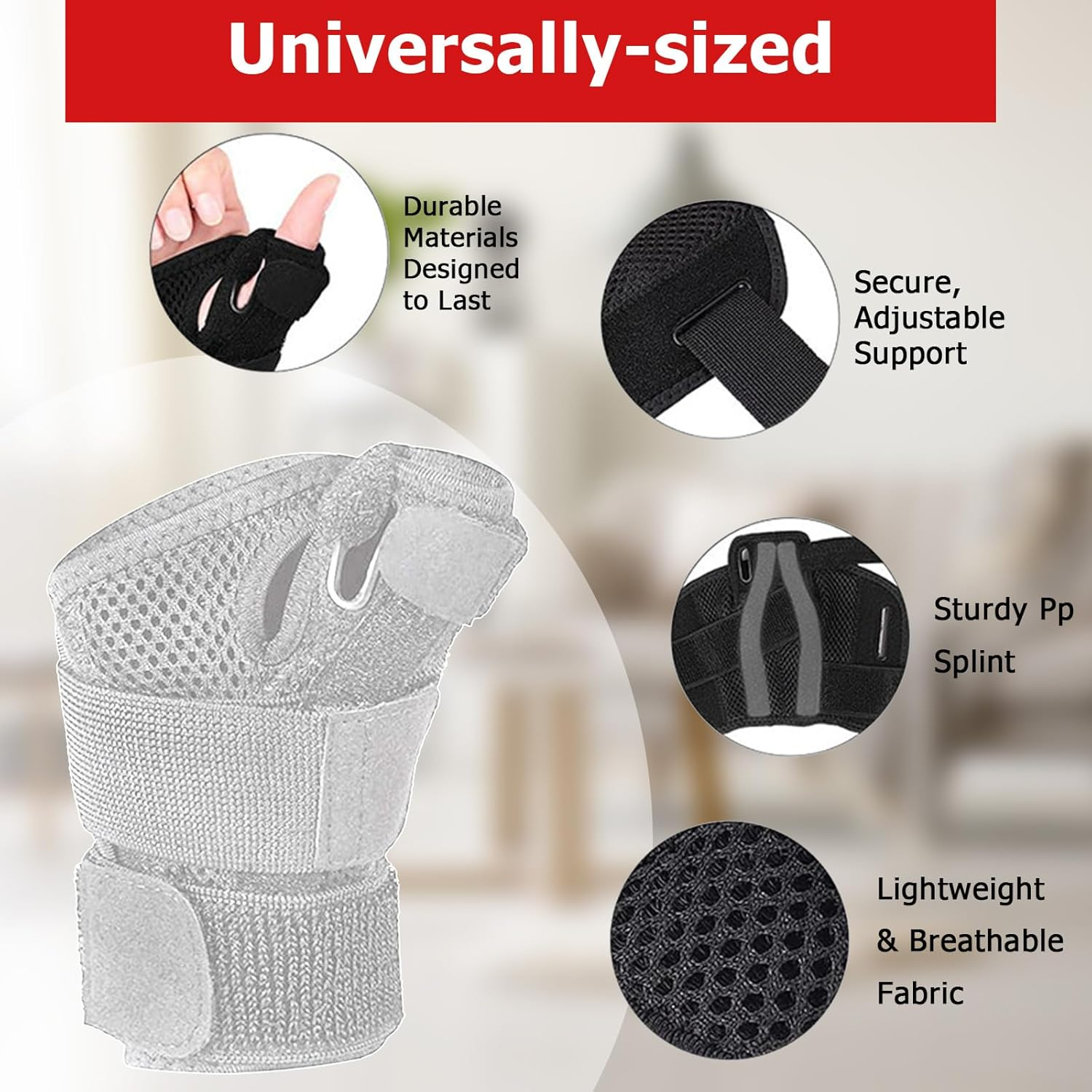 Thumb Brace, Adjustable Right and Left Thumb Wrist Stabilization Support，Thumb Spica Support Strap for Arthritis, Tendonitis & De Quervain- Universal Size (Gray) image number 4
