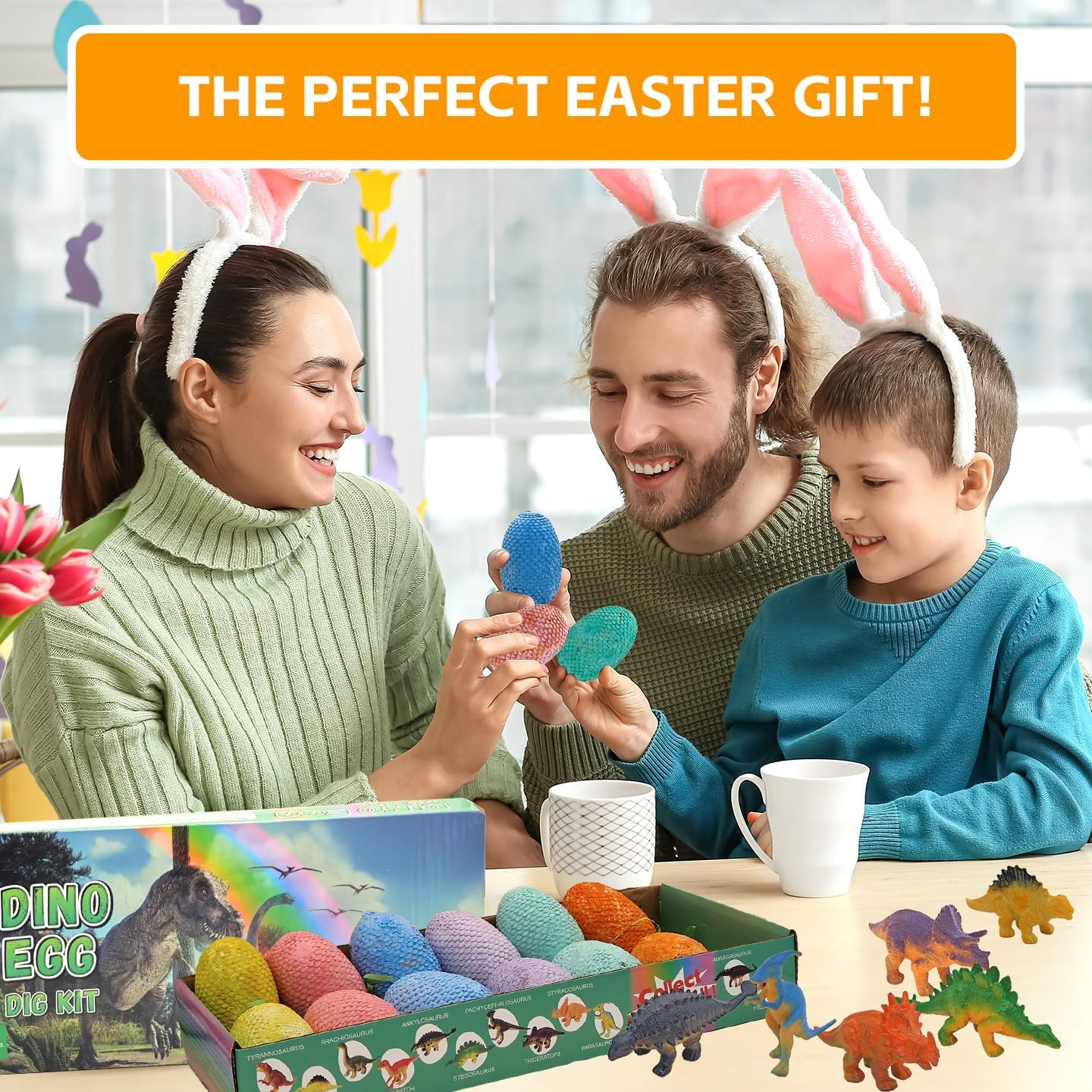 Dinosaur Egg Dig Kit &ndash; 12 Colourful Dino Eggs with Digging Tools & Learning Cards, STEM Science Toy for Kids, Fun Excavation & Fossil Discovery Set image number 3