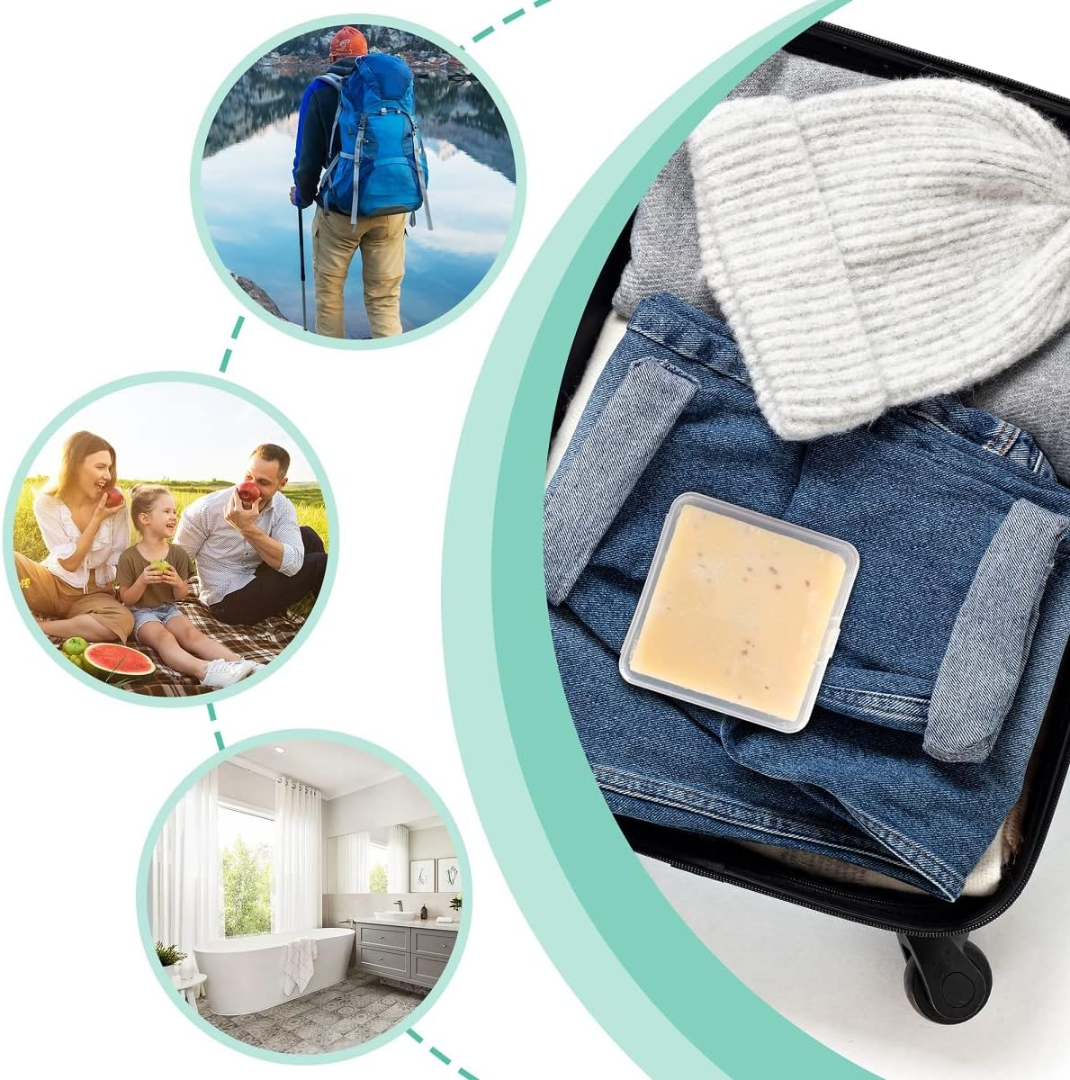 Travel Soap Container Square, 2Pcs Clear Soap Box Holder Portable Storage Rack for Camping Shower Gym Outdoor Hiking Bathroom Square Soap Dish (3, 3.4Inch) - 3Pack, Clear image number 5