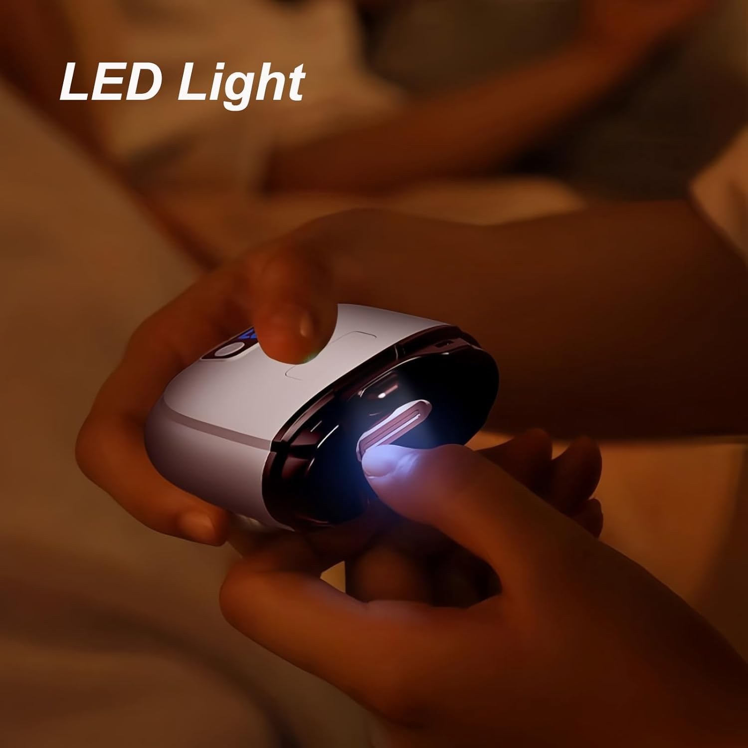 Lancoon Electric Nail Polisher with Safety Low Noise 3 Speeds LED Light LCD Display Nail Scraps Storage Rechargeable Nail Clippers Small for Adults Elderly Baby Home