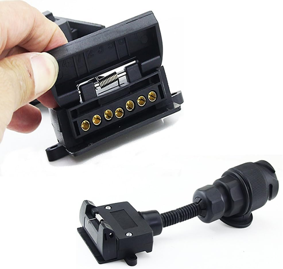 Walquicks Adaptor 13 Pin to 7 Pin Socket Socket Professional Male Female Adaptor Portable Universal Extension Spiral Cable Trailer Caravan Connector Plug Adaptor Connector, for Trailer Caravan Bike