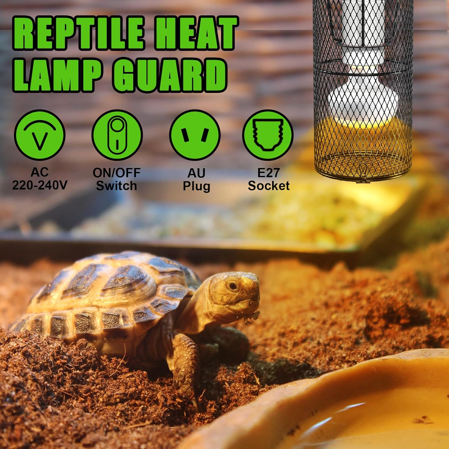 Lamptobe Reptile Heat Lamp Holder, Heat Lamp Cage for Reptile, 200W E27 Ceramic Heat Lamp Holder for Brooder Coop, Lizard, Turtle(Bulb Not Included) image number 1