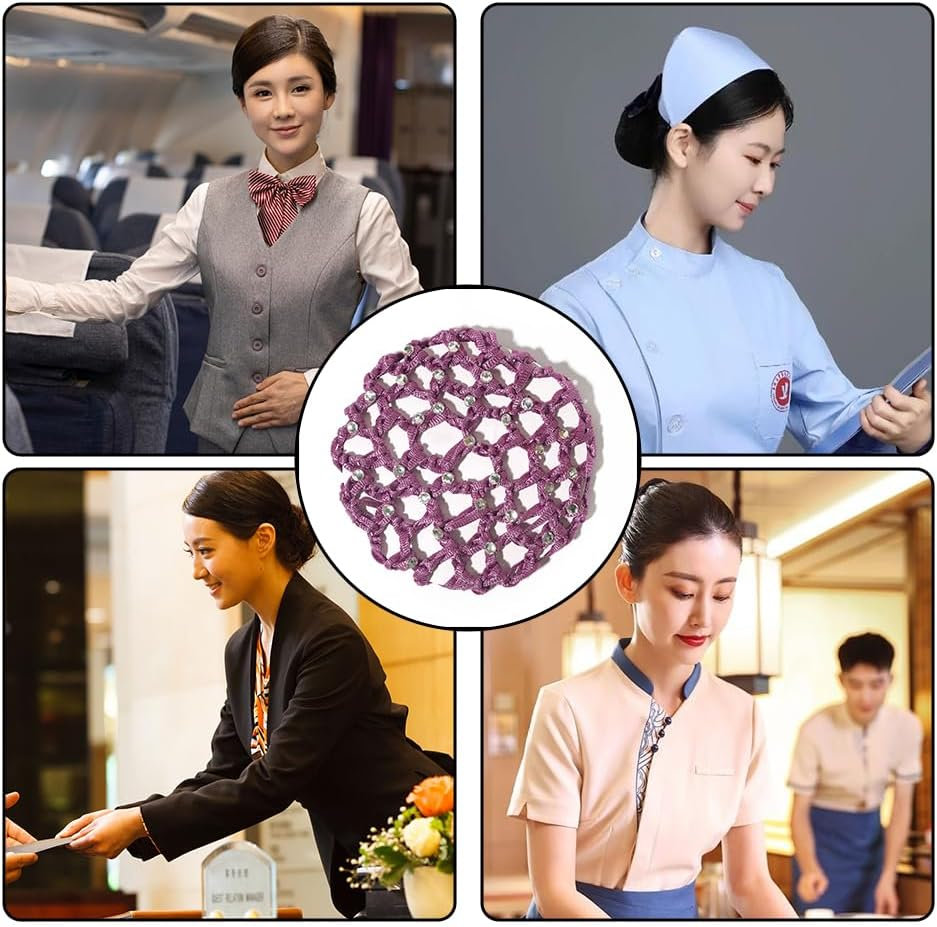 TSUOUKL Pack of 5, Net for Hair, Hair Nets Hairstyles, Hair Net, Hair Net, Bun Net, Ballet Bun Net, Crystal Hair Net, Bun Ballet Girl, Bun Glitter, Bun Nets (With Rhinestones) image number 5