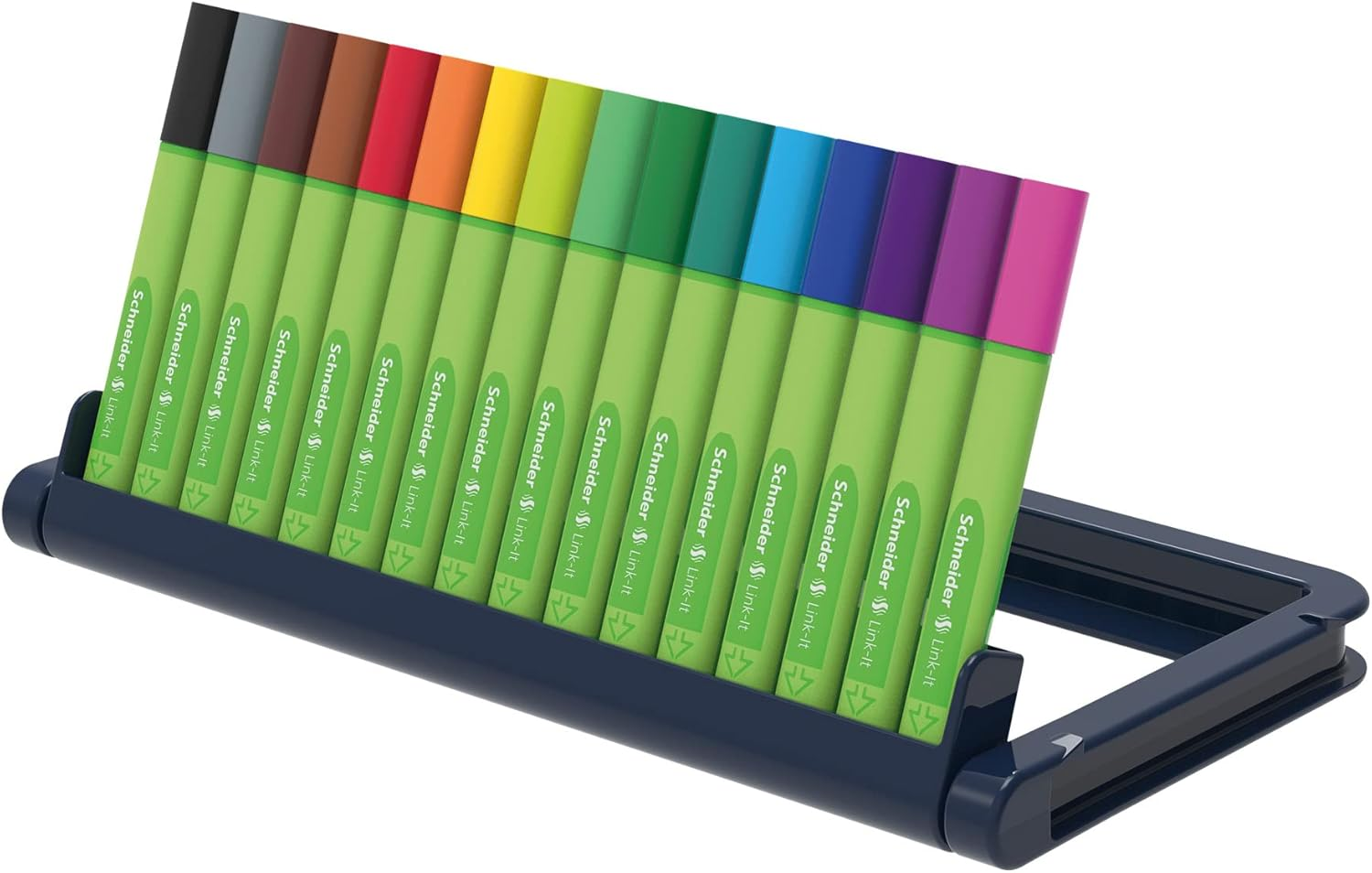 Schneider Link-It Fineliner with Stand-Up Case, 0.4Mm, 16 Pieces, Assorted Colors (191292) image number 1
