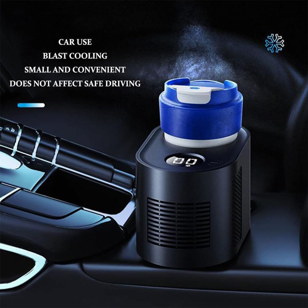 Car Cup Cooler with Display Temperature, 12V Electric Cooling Cup, Car Cup Cooler Warmer Dual Function, Temperature Setting Smart Cup Warmer, Portable Car Refrigeration Cup, LCD Display, for Outdoor - White image number 5