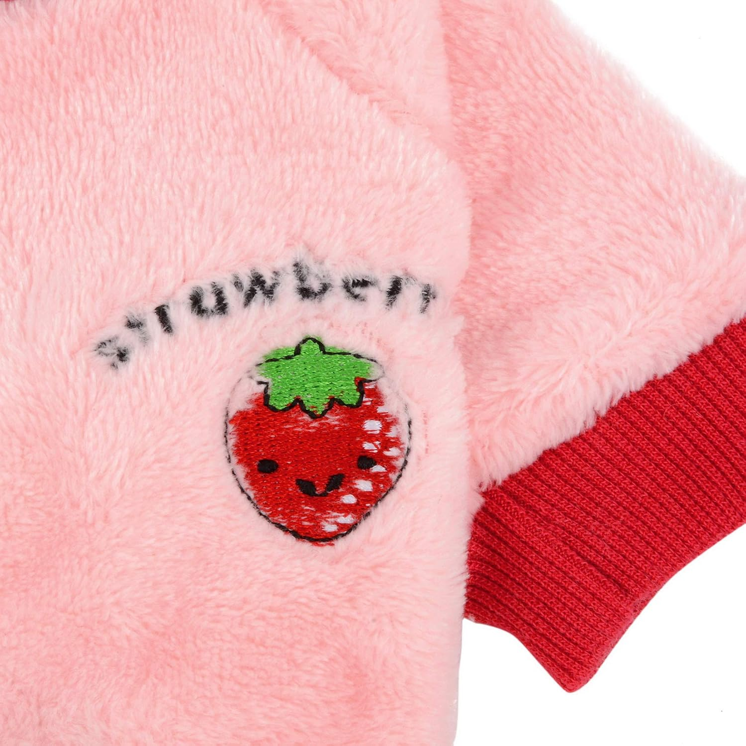ZUNEA Small Dog Jumper Winter Warm Sweater Coat Fleece Puppy Clothes Cute Colorful Fruits Knitting Strawberry Pet Cats Jacket Coats Soft Pullover Apparel for Cold Weather Pink XL image number 3