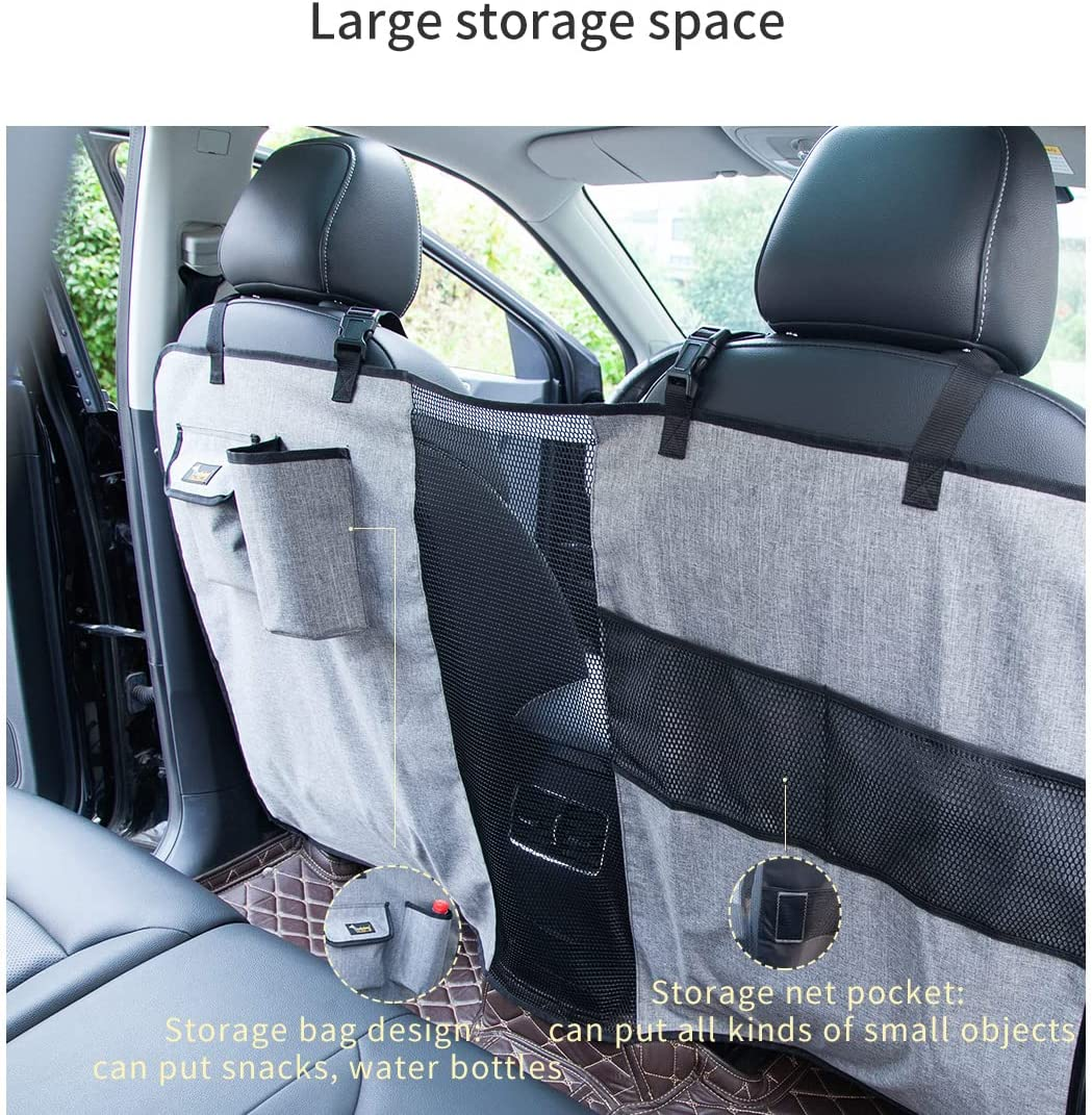 Ondoing Dog Barrier Pet Car Back Seat Fence Isolation Kid Safety Travel Guard Mesh Net for Dos Cats Babies Car Barrier Grey image number 4