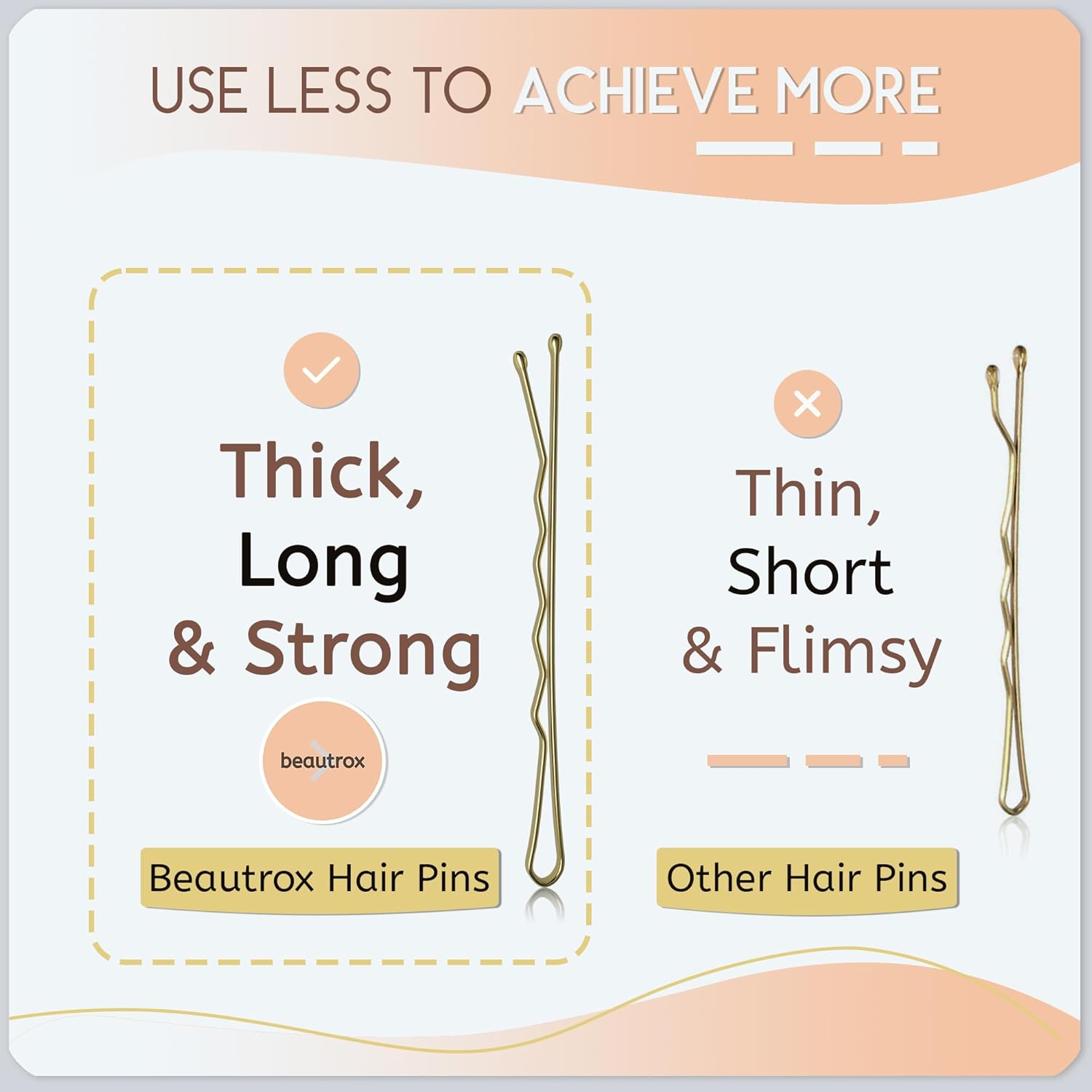 Beautrox Blonde Hair Pins for Women &mdash; 72 Pieces, 5.5Cm Blonde Hair Grips &mdash; Sturdy Steel Bobby Pins Blonde for All Day &mdash; Kirby Grips Suitable for All Hair Lengths & Thickness &mdash; Hair Accessories Women image number 3