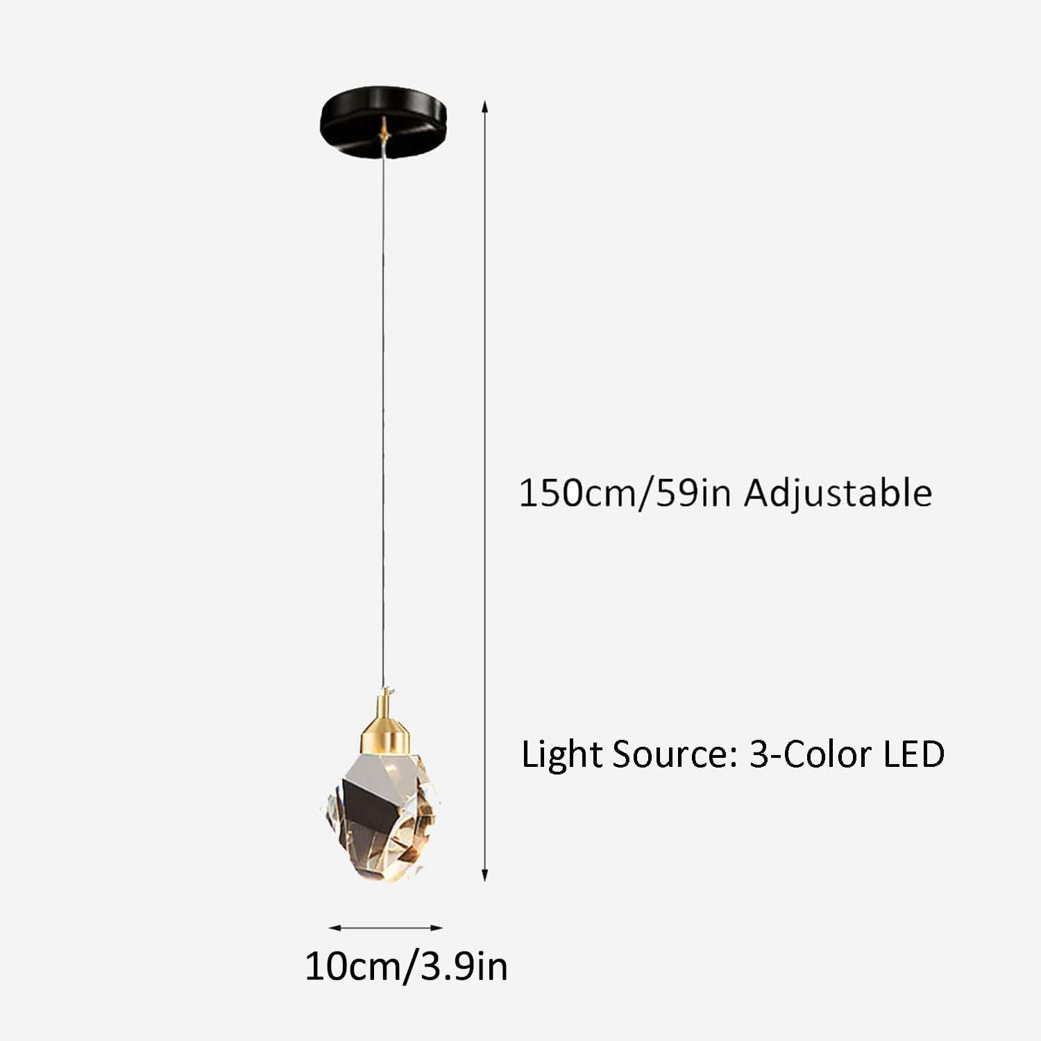 Modern Crystal Pendulum Light, 3-Color Led Suspender Lights, for Kitchen Bedroom Living Room Dining Room Lighting (Black) - Gold image number 2