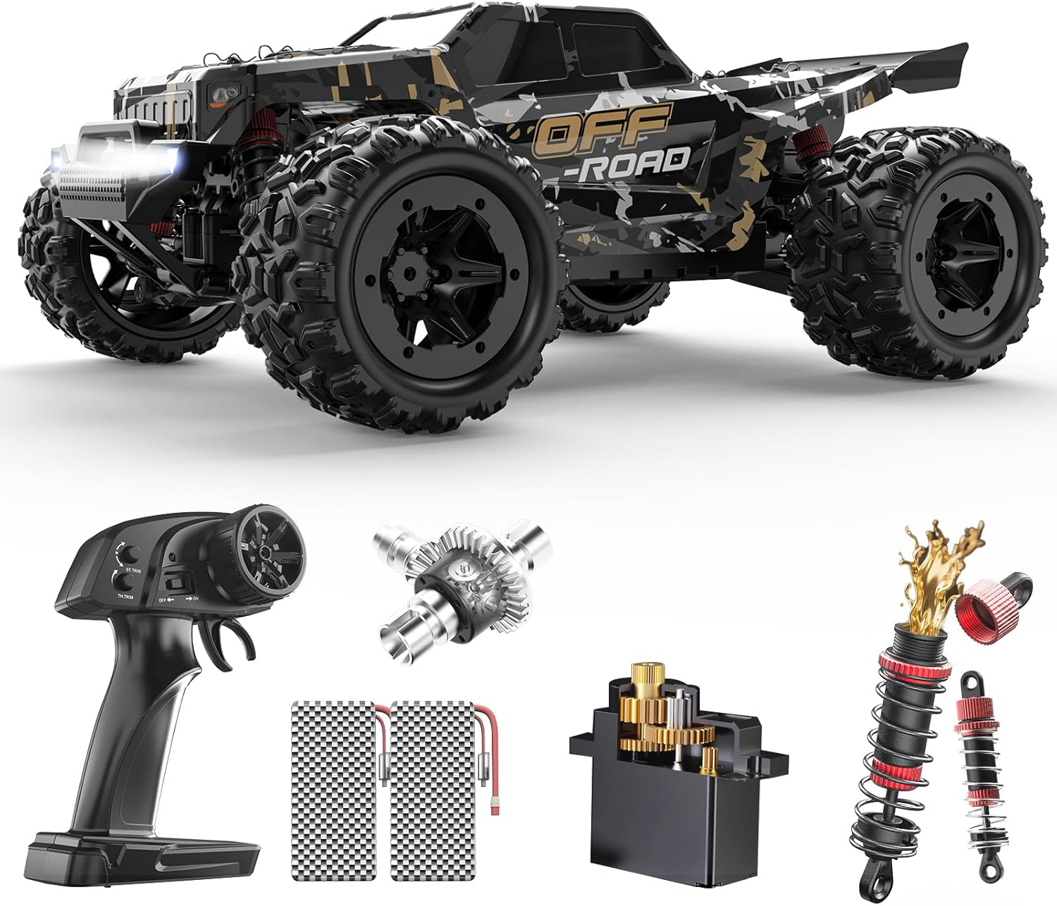 DEERC 9309E 1/16 All Terrain Fast RC Cars for Adults 40KPH,4WD Electric Off-Road Remote Control Monster Truck,2.4Ghz High Speed Car,Waterproof Monster Truck with 2 Batteries for Boys & Kids image number 2