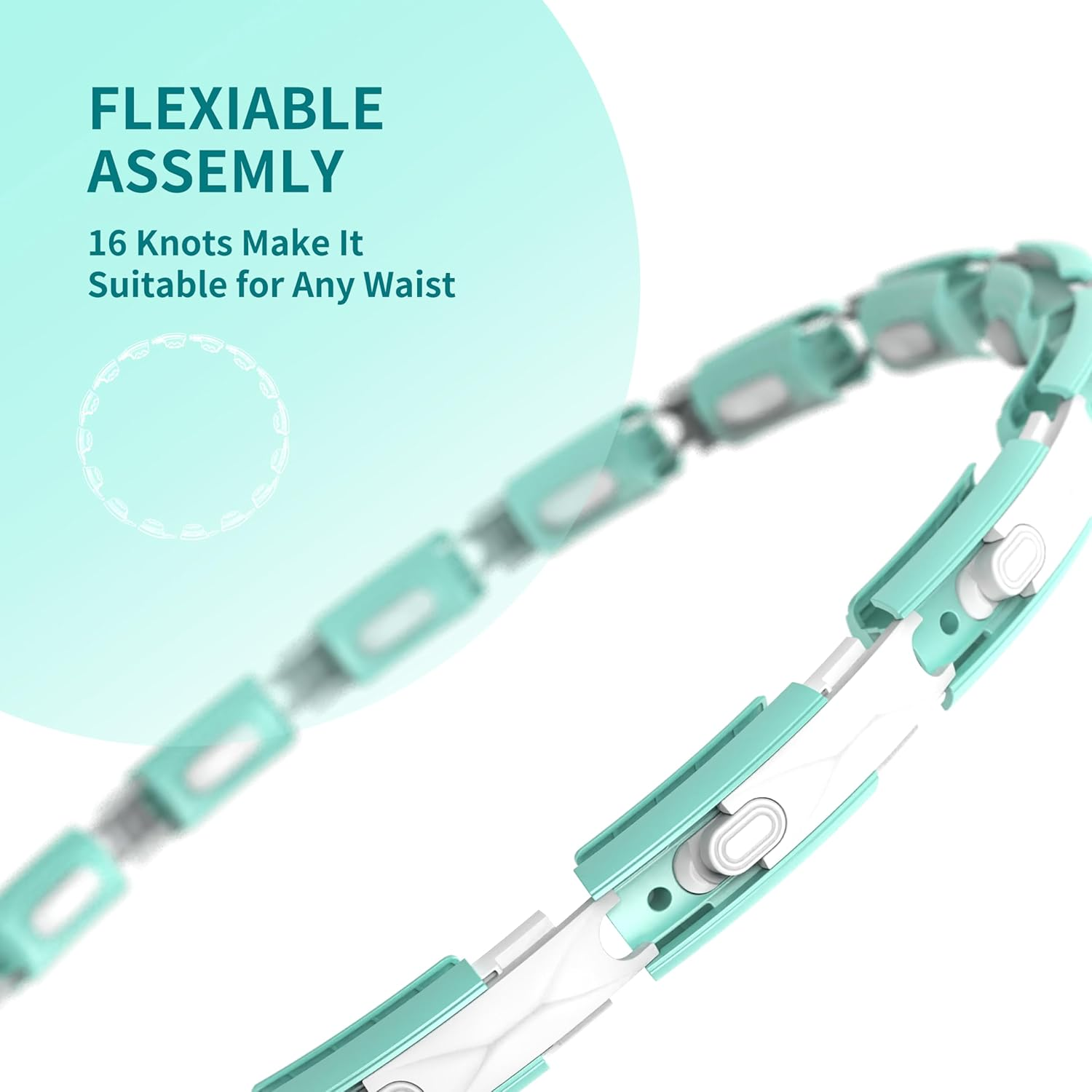 FITMIND Weighted Hula Hoop Smart Hula Hoop Intelligent Record Data Weight Loss Non-Fall Fitness Hoops 16 Sections Detachable Hula Circle with Massage Adjustable Weighted Ball - Blue image number 5