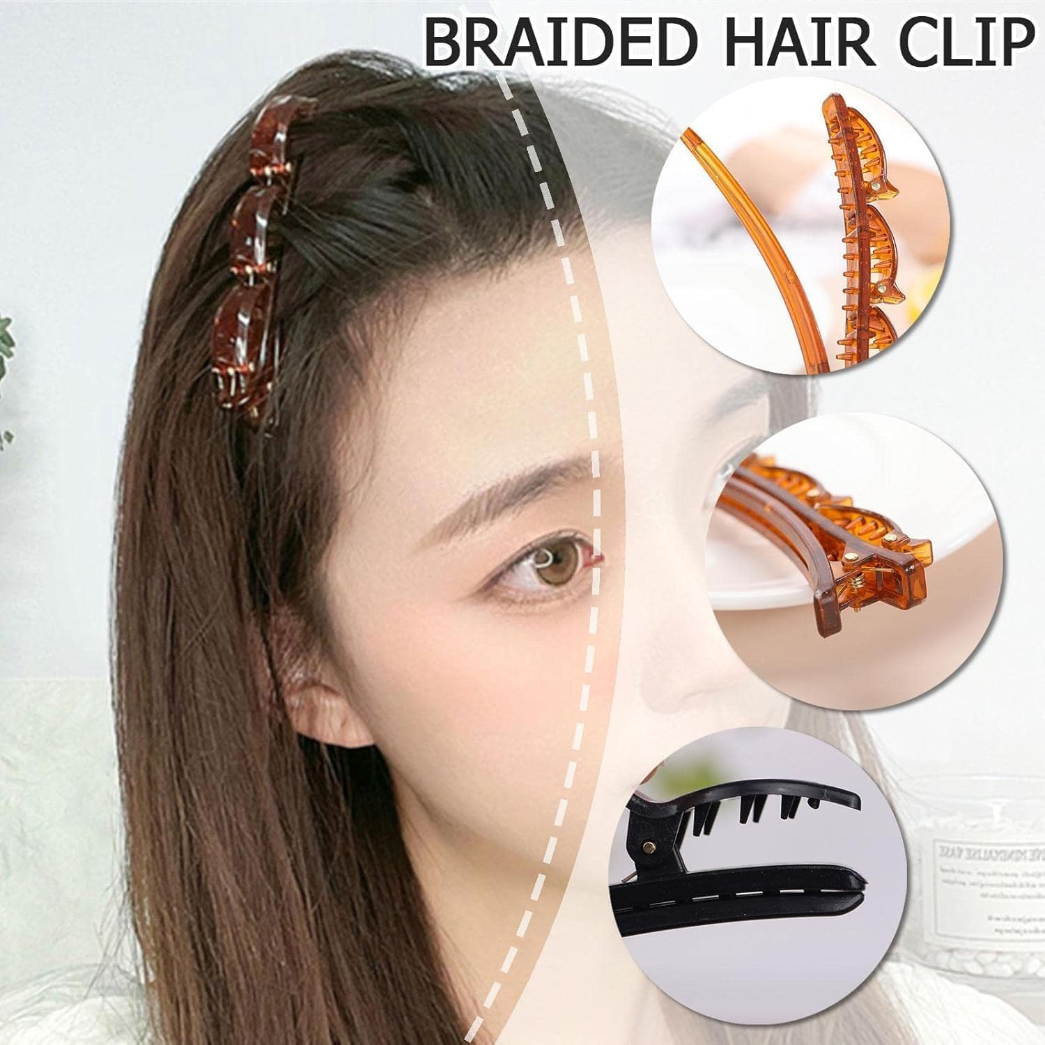 Braided Hair Clips for Women Multi Clip Hair Clips Duck Bill Clips Hair Clips for Women Styling Hair Accessories Pack of 2 image number 1