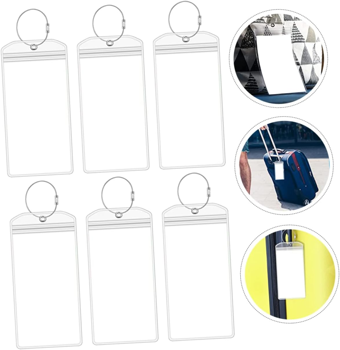 SEWOART 6Pcs PVC Luggage Tags Name Id Card Travel-Friendly Suitcase Labels for Easy Identification Compact for Backpacks Suitcases image number 6