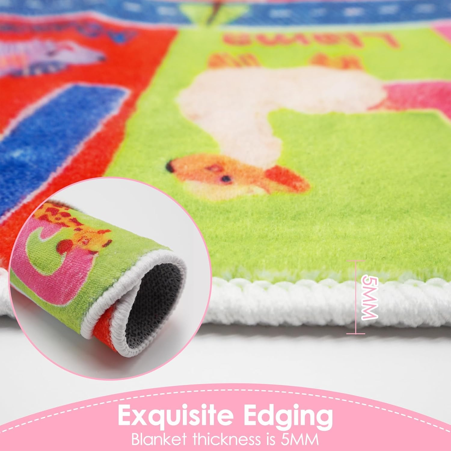 Kid'S Velvet round Rug Soft Floor Playmat for Baby, Cartoon Plush Educational Learning Have Fun Area Rug, Multifunctional Study Activity Centerpiece Play Mat (Color C, 100 * 100Cm)