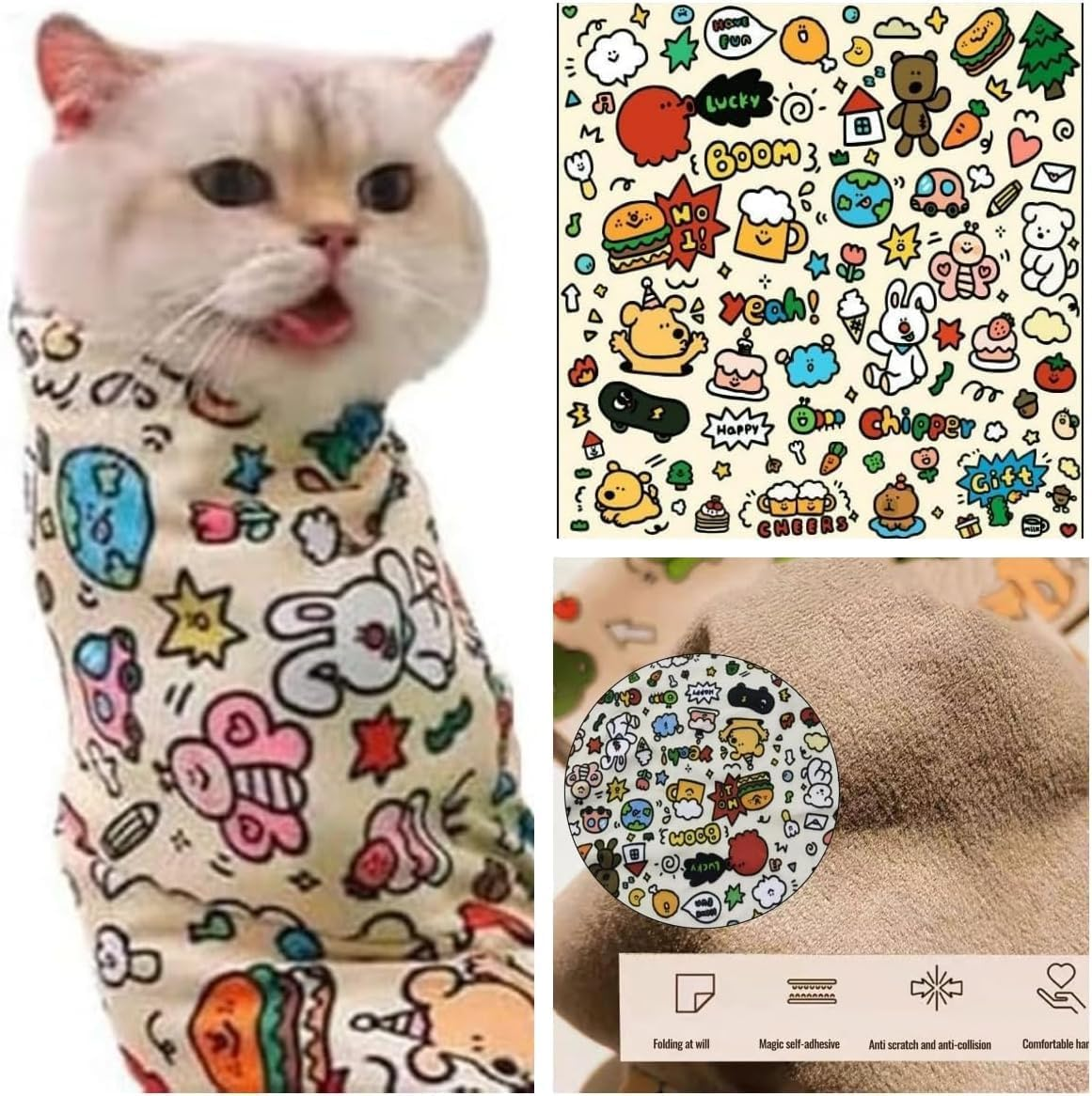 Cat Grooming Wrap - Self-Adherent anti Scratch Swaddle Restraint Bag for Stress-Free Nail Clipping, Medication, and Multifunctional Pet Care | Purrito Papoose Pet Grooming Tools image number 2