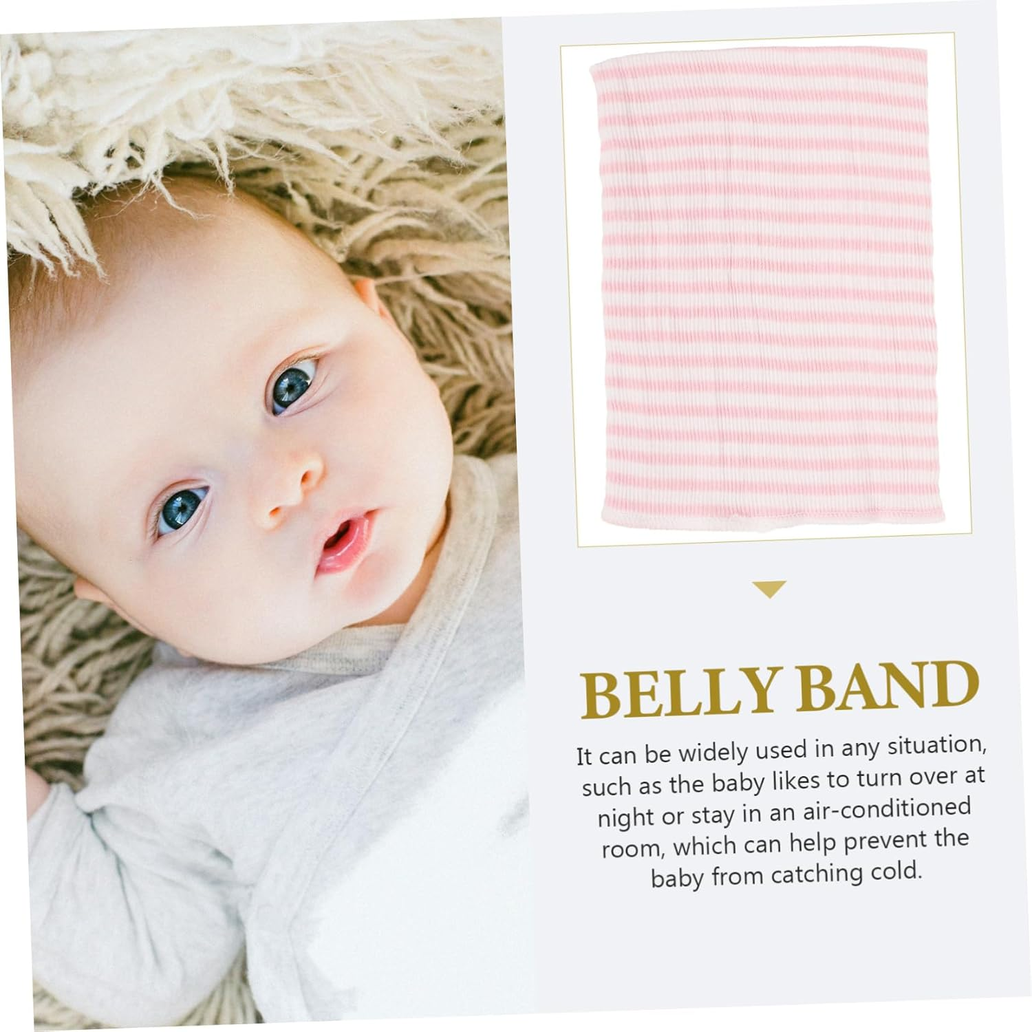 Newborn Baby Belly Band Dual Layer Cotton Abdomen Wrap for Infants Portable Belly Cover Cord Belt Pink Striped Protective for Toddler Boys and Girls image number 6
