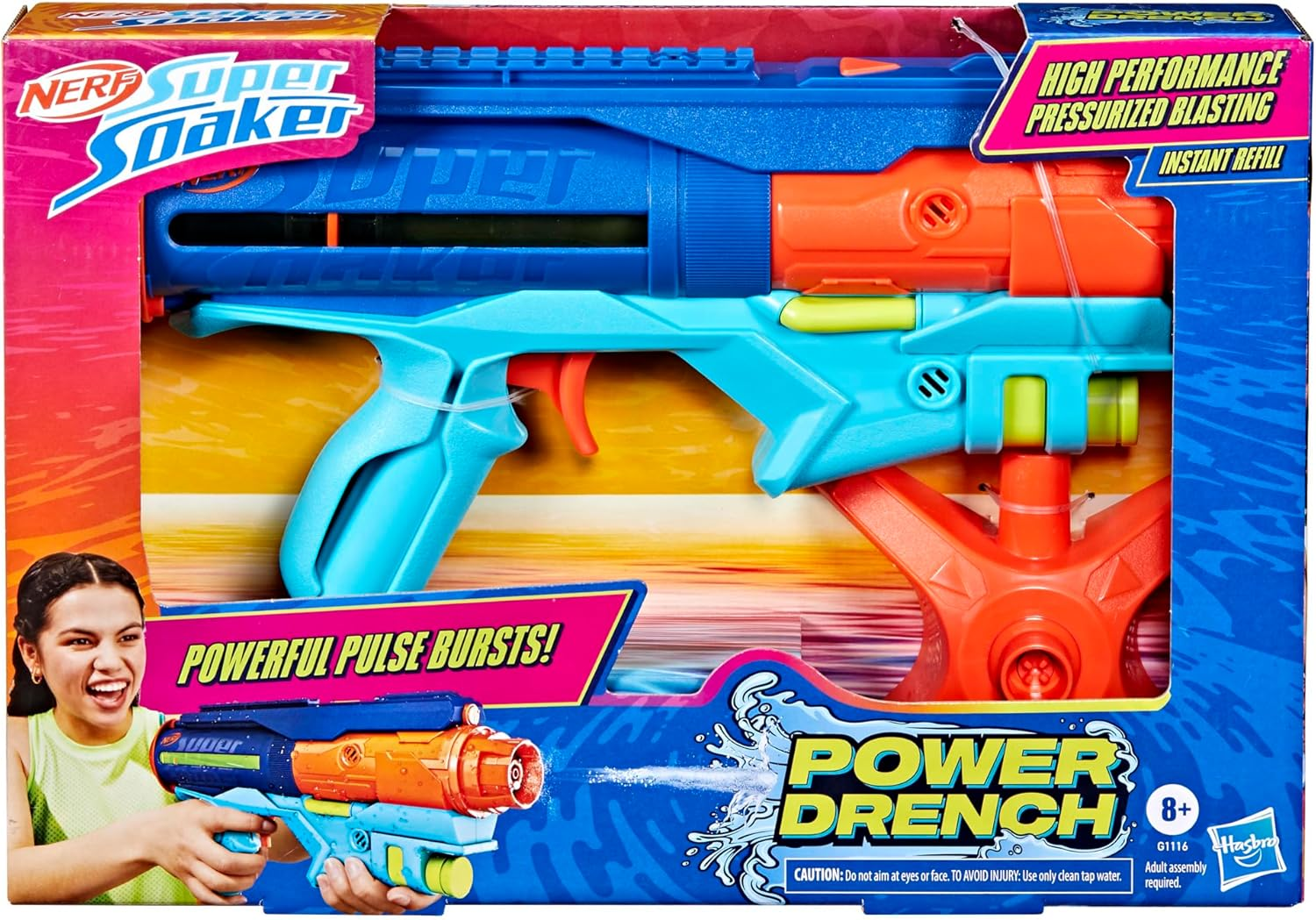 Nerf Super Soaker Power Drench Water Blaster, High Performance Pressurized Blasting, Easy Fill Station, Water Toys, Ages 8+ image number 2