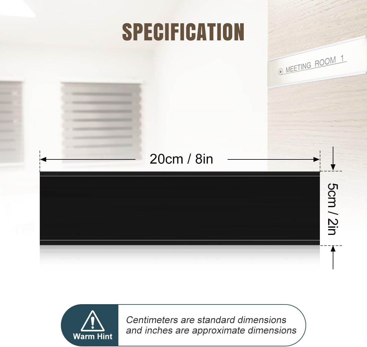 Lenink 6 Pack Name Plate Holder, Office Door Name Plate Holder Adhesive Wall Mount for Meeting Room, Business Department, Warning Area 8&rdquo; X 2&rdquo; (Black) image number 5