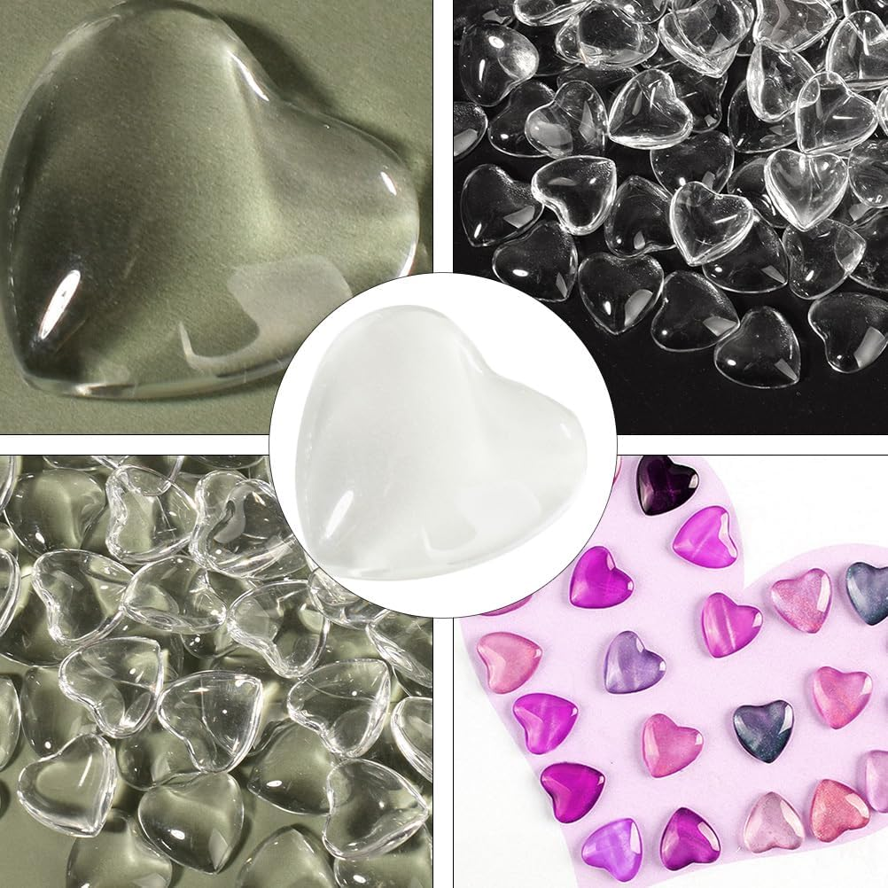 Minkissy 100Pcs Clear Glass Nail Polish Display Beads Haert Shaped Clear Glass Beads Bulk Nail Polish Color Card for Salon Diy Manicure Tool Accessories image number 6