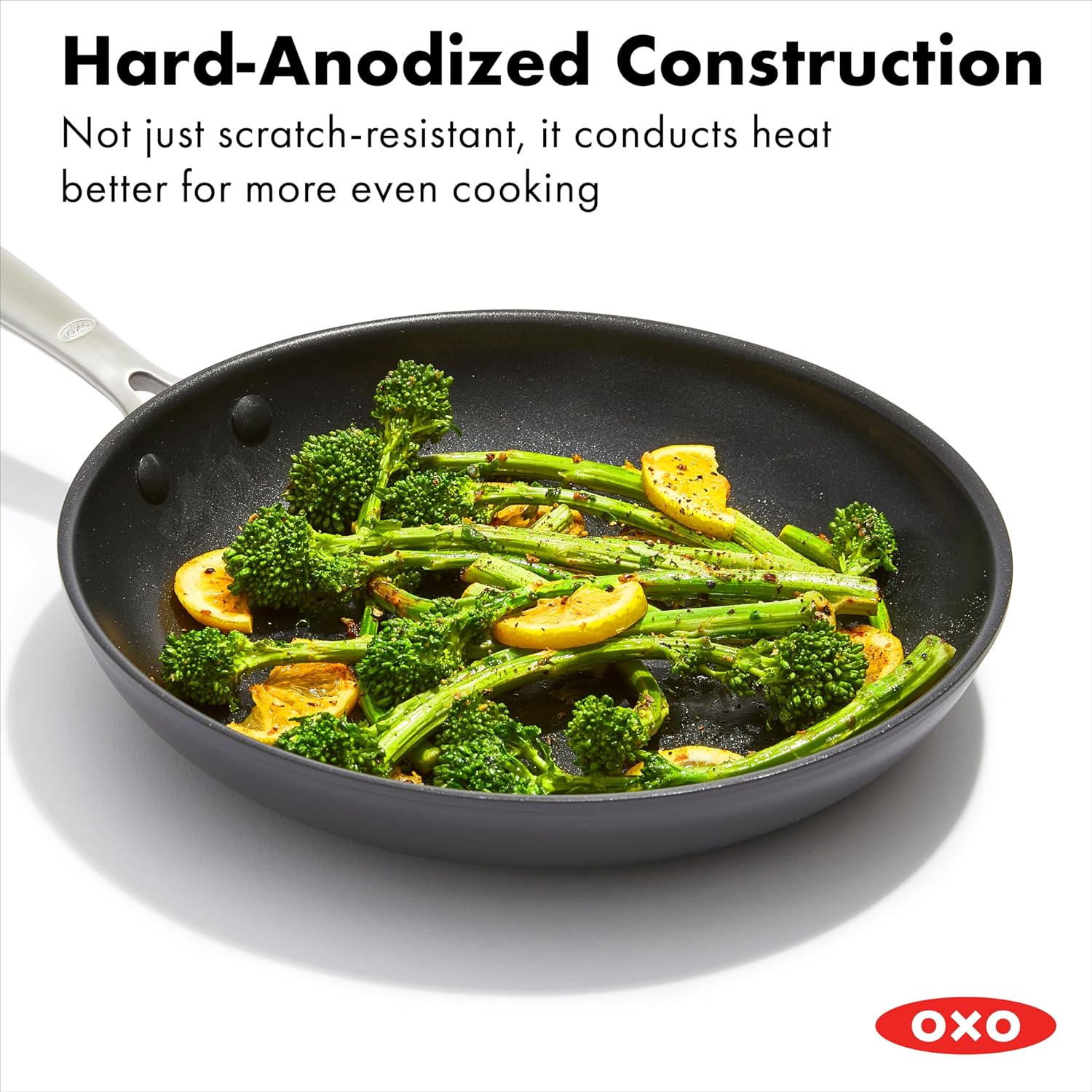 OXO Enhanced 8" and 10" Frying Pan Skillet Set, Healthy Ceramic Nonstick, Pfas-Free, Stainless Steel Handle, Dishwasher Safe, Oven Safe, Black