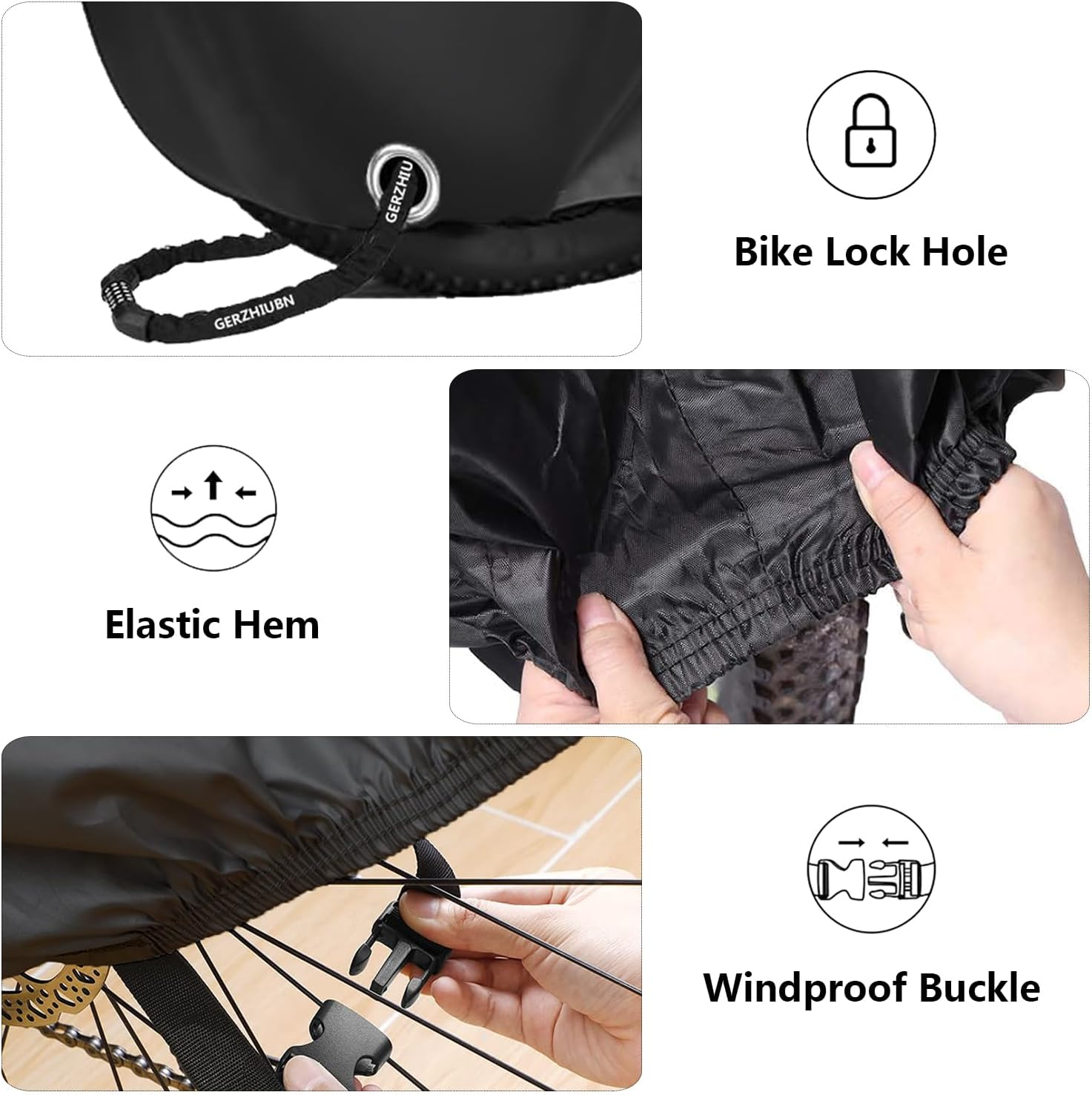 GERZHIUBN Bike Cover, Waterproof Bicycle Cover, 210T anti Dust UV Protection with Lock Holes & Storage Bag Fits for Most Bikes up to 29",M