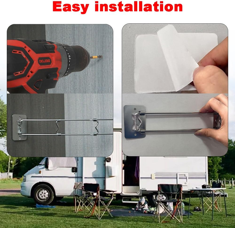 2 Pack RV Shower Corner Storage Bar, 9-14 Inch Adjustable Stainless Steel Rods with 180&deg; Swivel Bases, Adjustable Stainless Steel Rod for Corner Shelves in Camper,Must Have Accessories image number 5