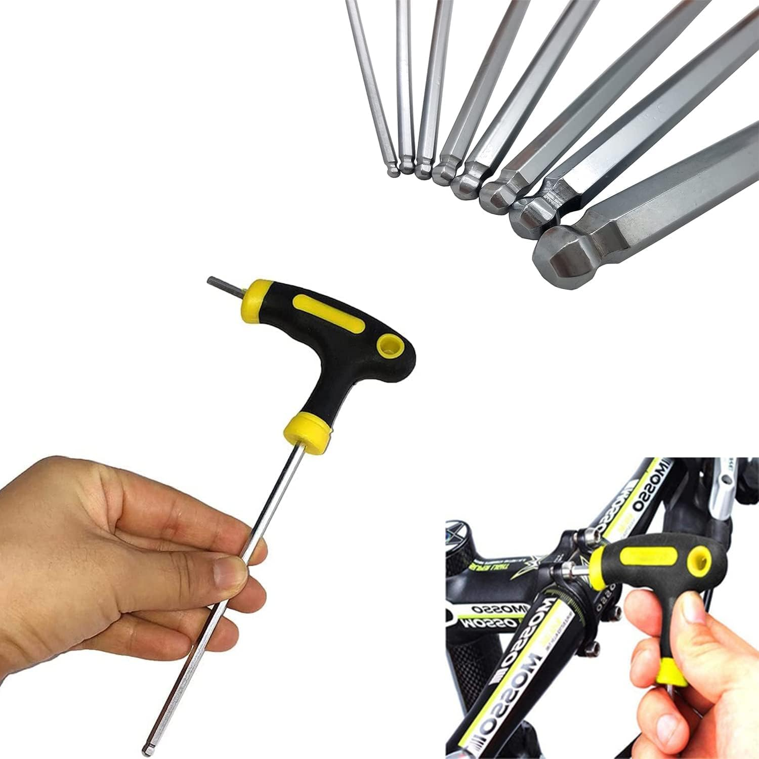 KEWAYO 5PCS T Handle Allen Wrench Set, 2.5/3/4/5/6Mm Bike Allen Hex Key Set with Ball End Screwdriver Hand Tool Kits for Bicycle Pedal Handlebar Disc Brake Mount Repair image number 2